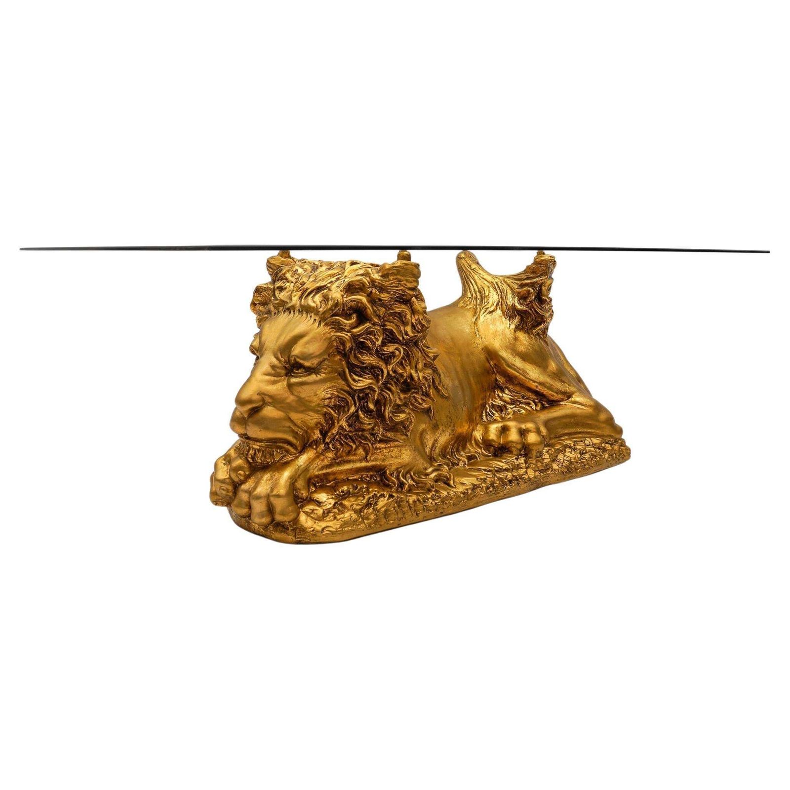 Awesome Italian Ceramic Handcrafted Lion Coffee Table Base, 1960s