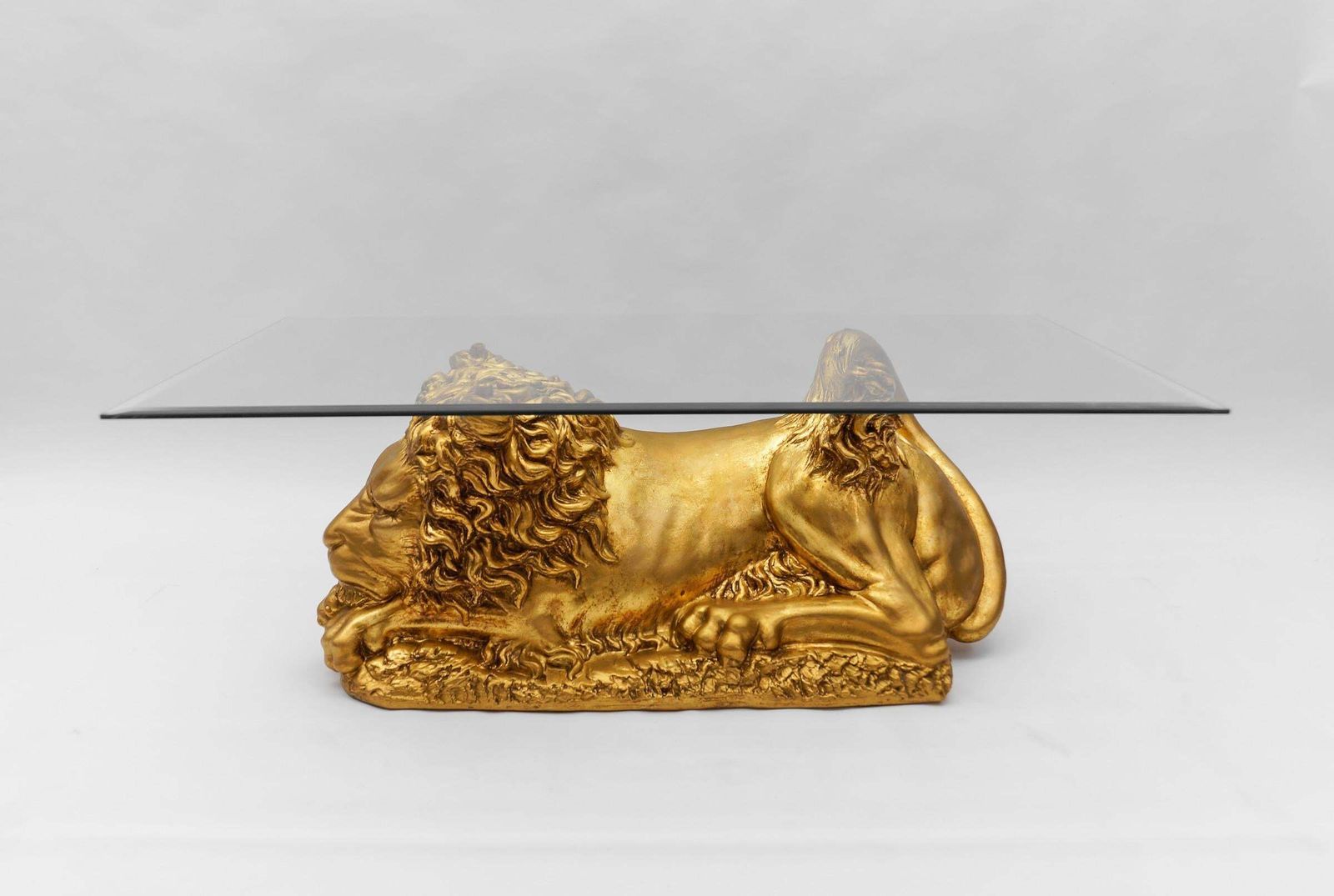 Awesome Italian Ceramic Handcrafted Lion Coffee Table Base, 1960s photo for sale
