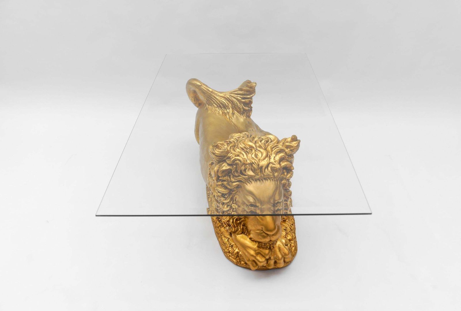 Awesome Italian Ceramic Handcrafted Lion Coffee Table Base, 1960s photo 2888.0