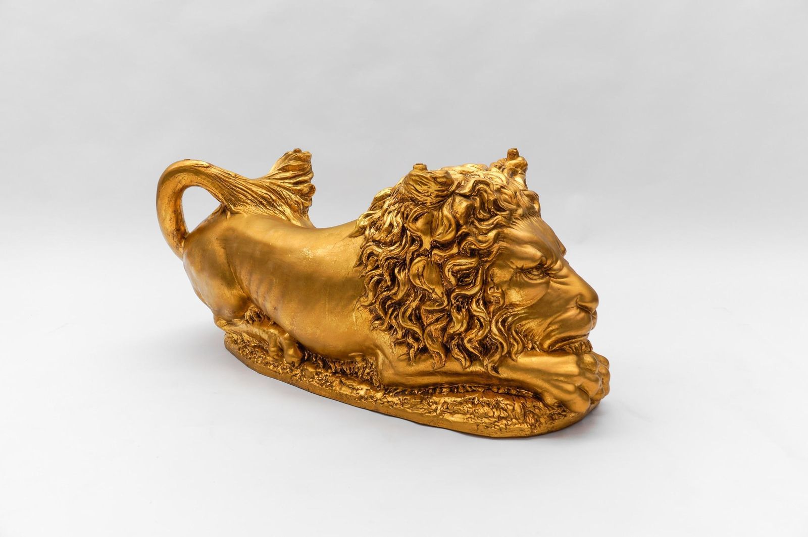 photo for sale Awesome Italian Ceramic Handcrafted Lion Coffee Table Base, 1960s