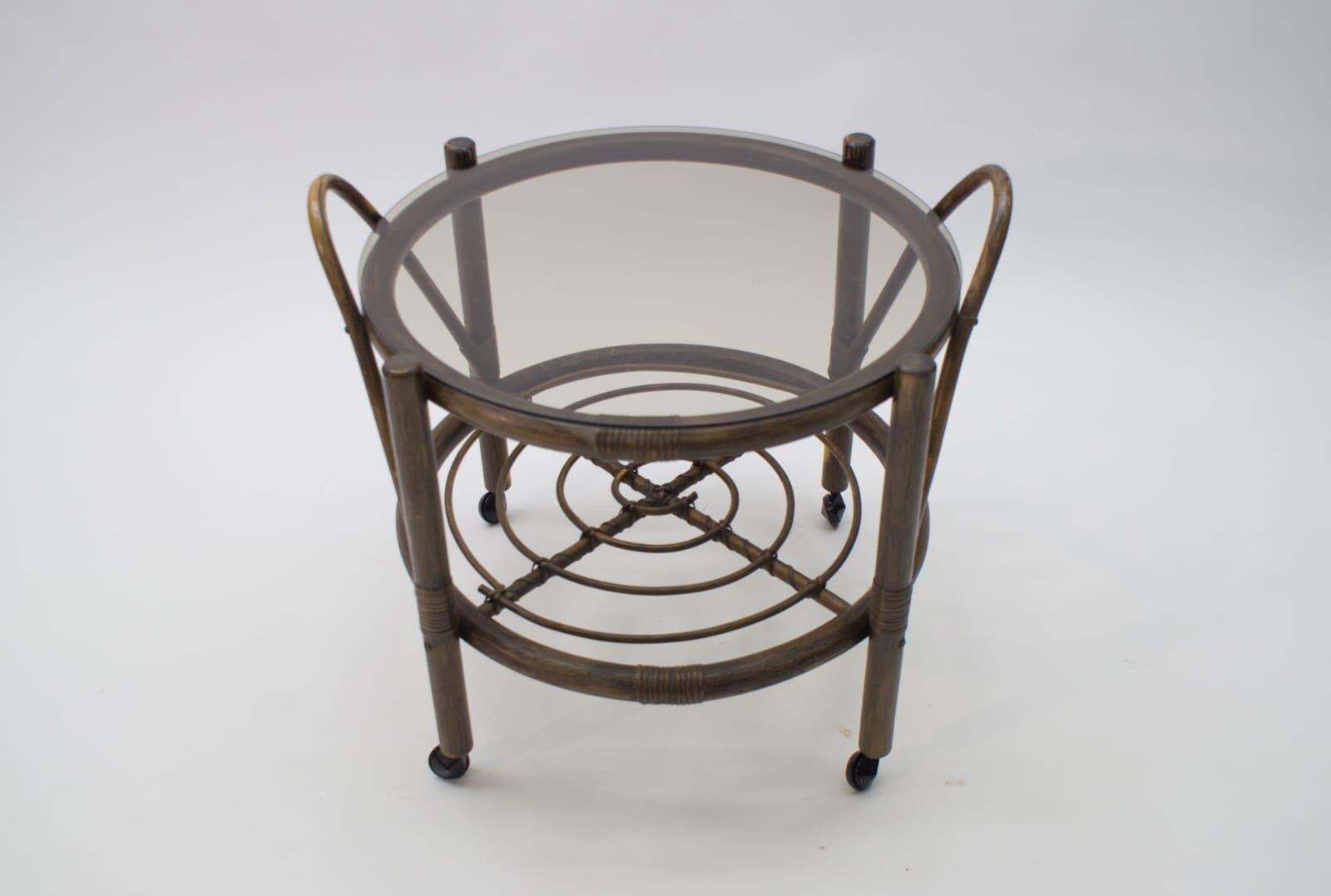 Italian Riviera Bamboo And Rattan Bar Cart Serving Trolley, 1960s photo vintage