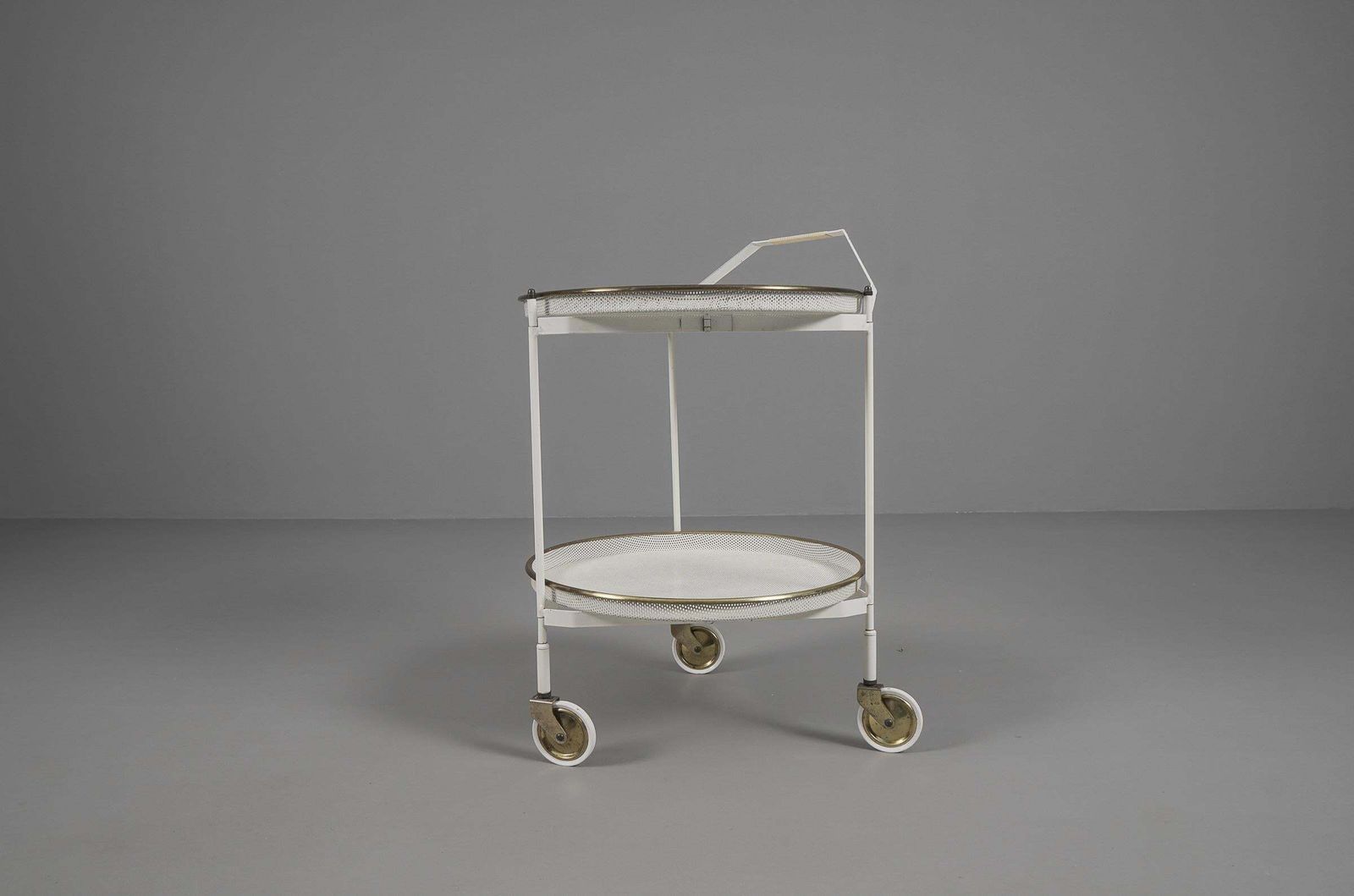 Mid Century Modern Bar Cart With Removable Trays In Mategot Style, France, 1950s photo furniture