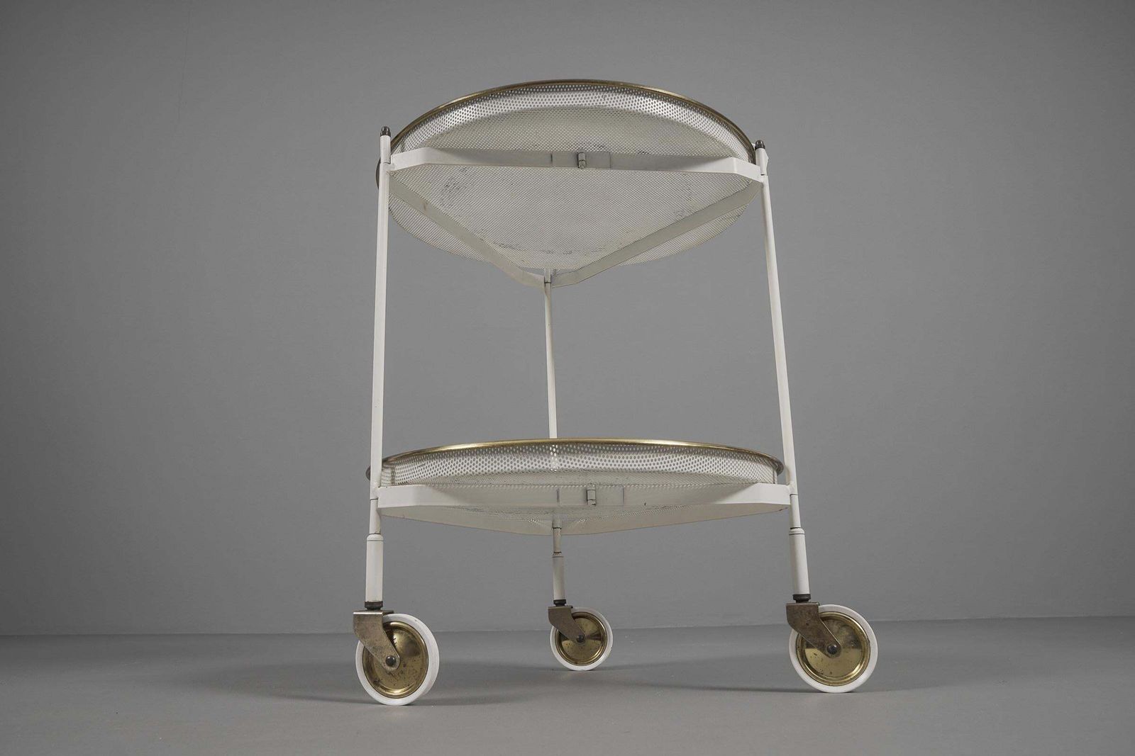 Mid Century Modern Bar Cart With Removable Trays In Mategot Style, France, 1950s photo vintage