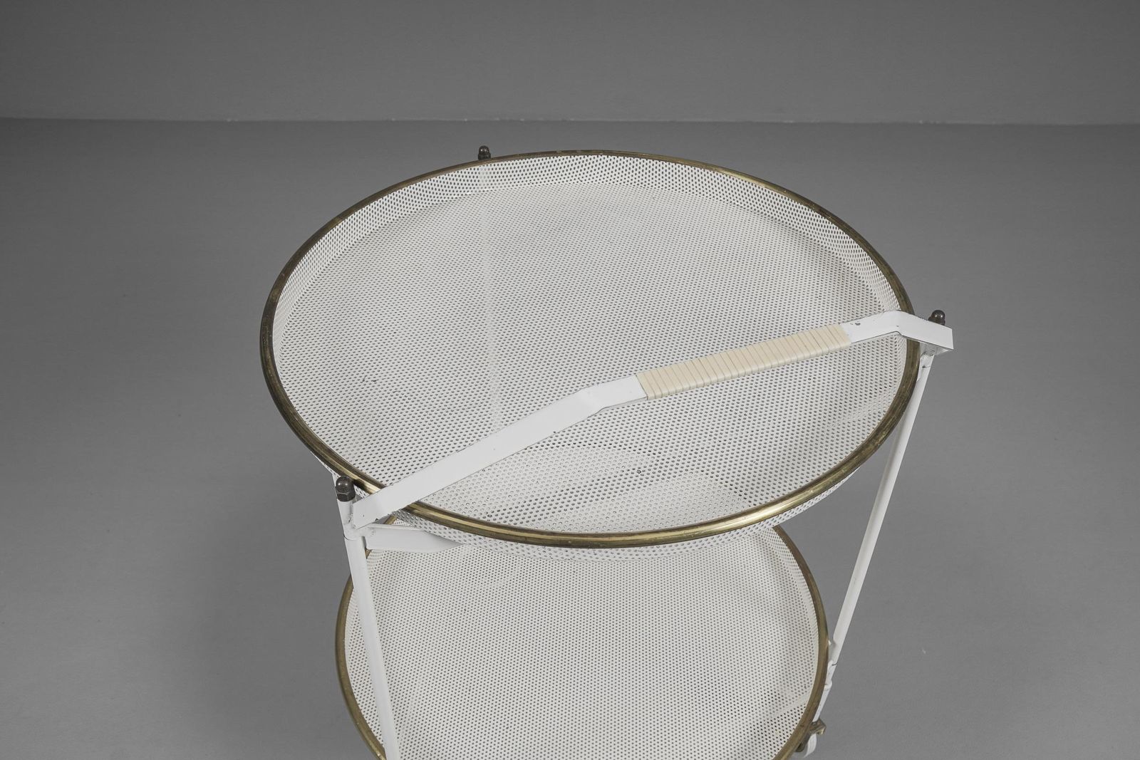 photo for sale Mid Century Modern Bar Cart With Removable Trays In Mategot Style, France, 1950s