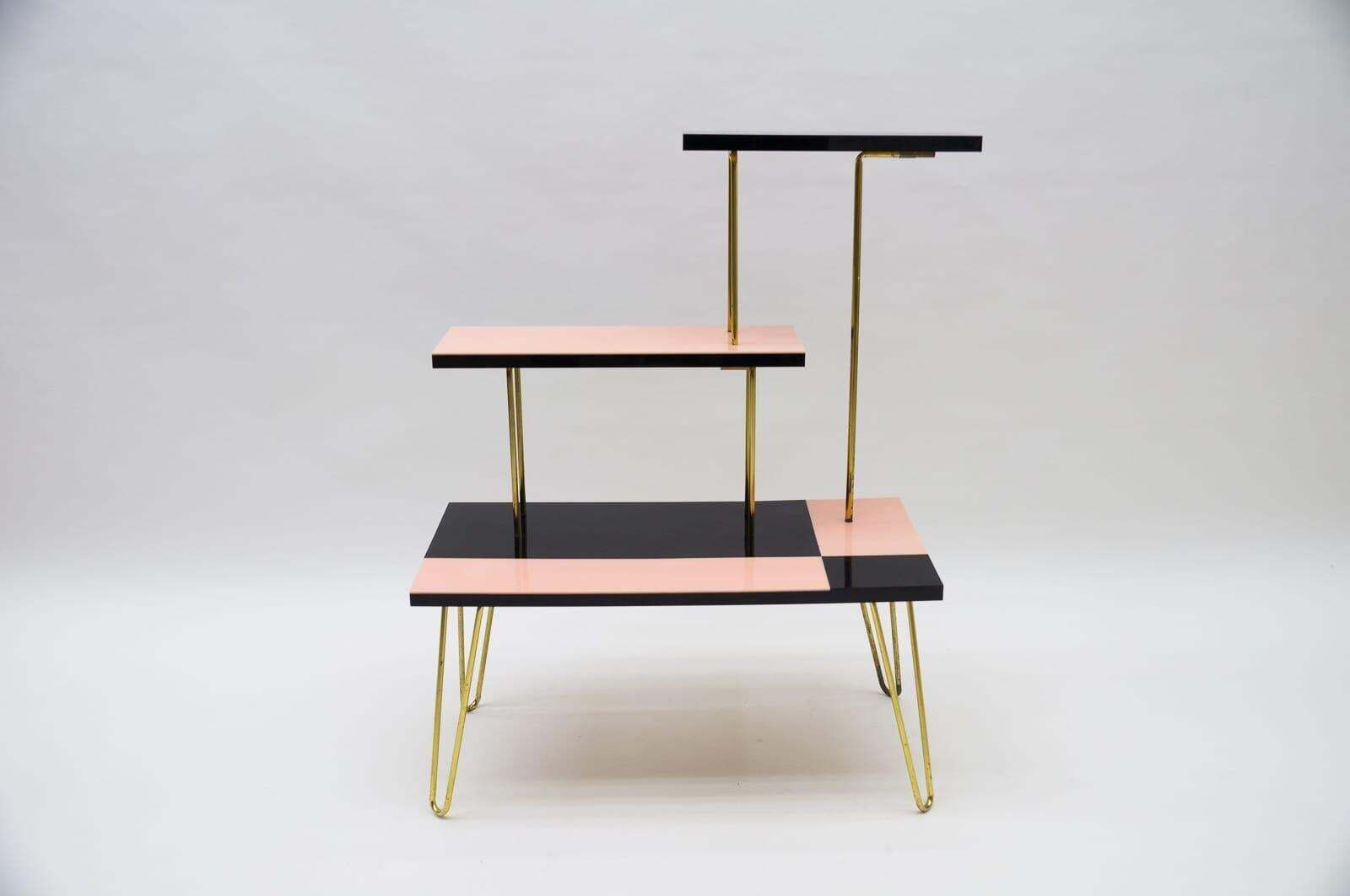 Mid Century Modern Brass Tubular Steel étagère / Flower Stand, 1950s/60s photo furniture
