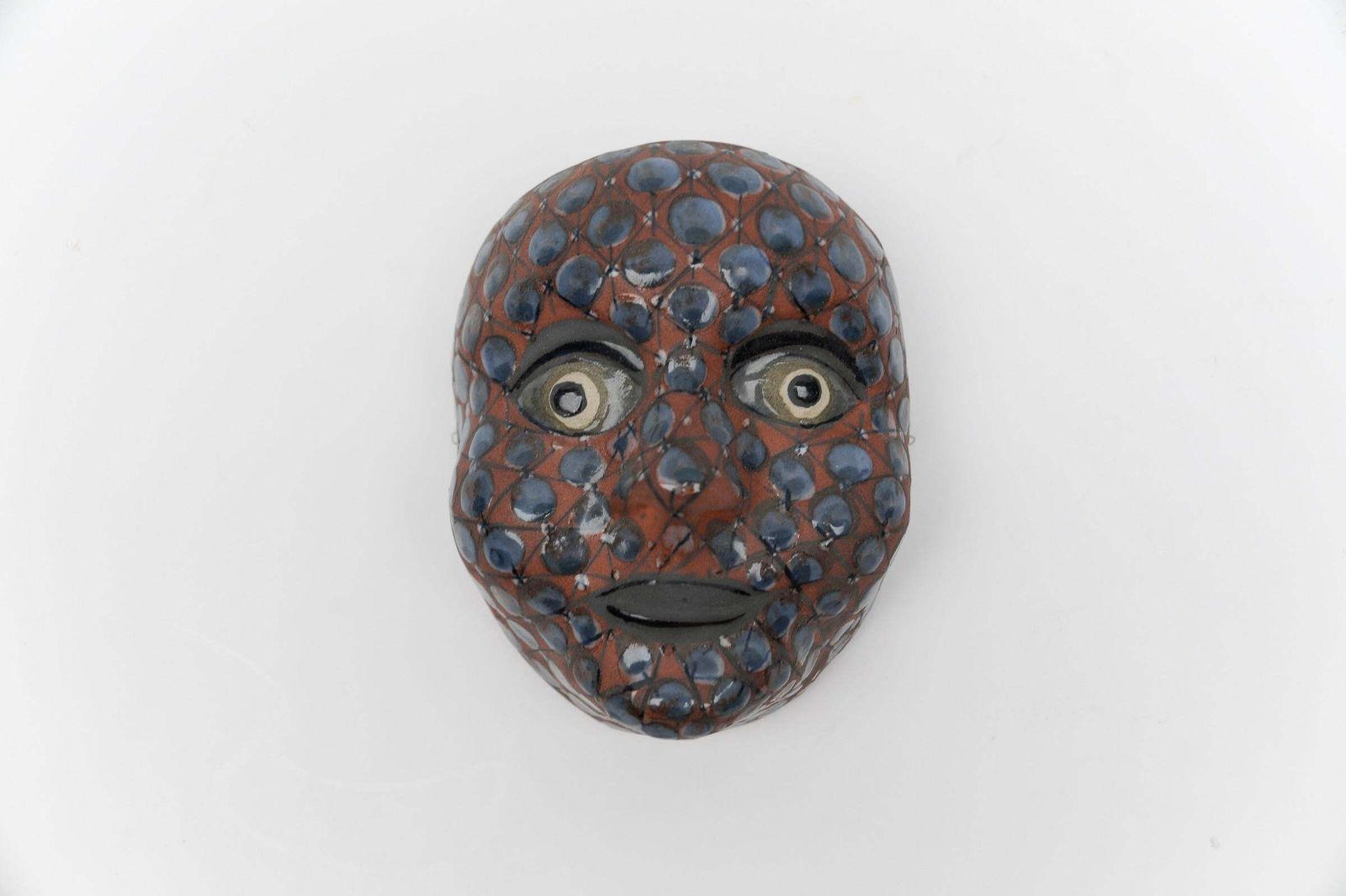 Mid Century Modern Handmade Wall Ceramic Mask By Dybdahl, 1960s Denmark photo vintage