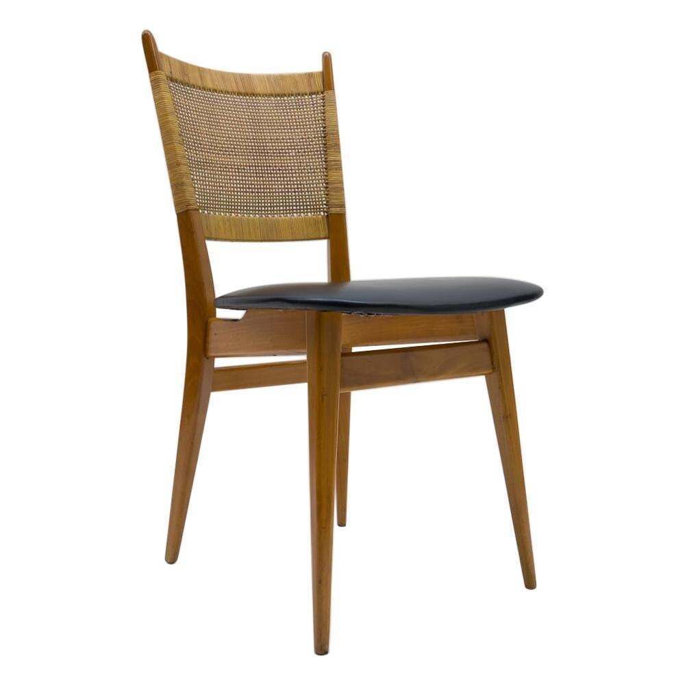 Wooden And Leather Dining Chair, Germany, 1950s