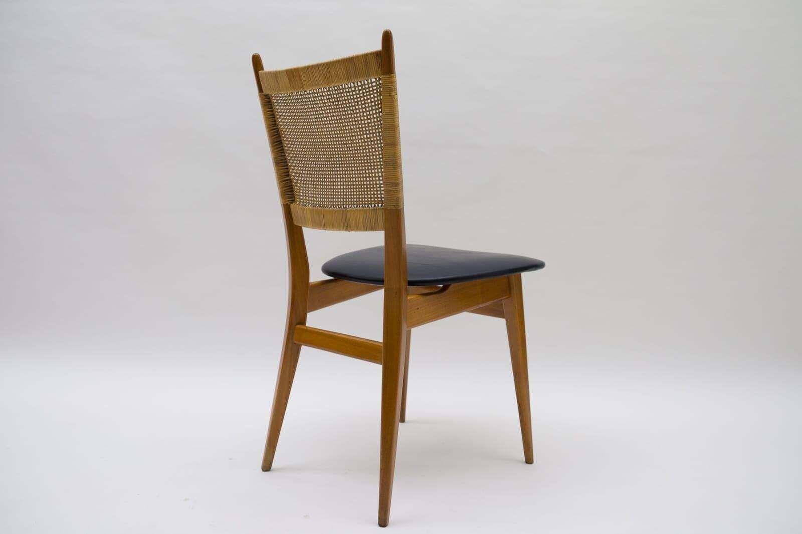 Wooden And Leather Dining Chair, Germany, 1950s photo for sale