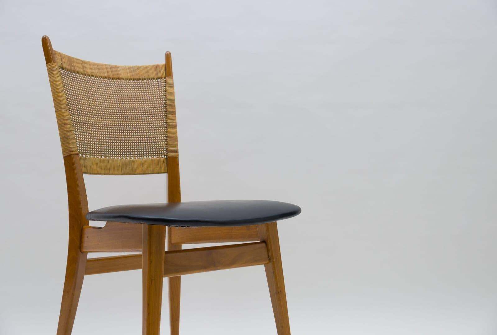 Wooden And Leather Dining Chair, Germany, 1950s photo Furniture