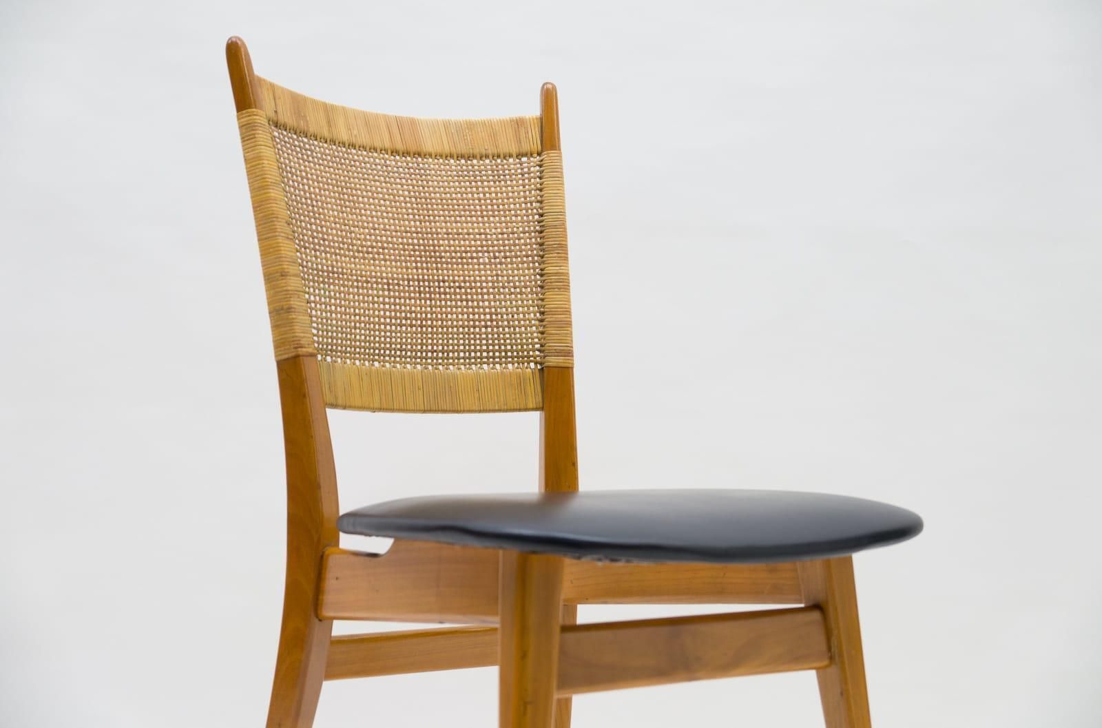 Wooden And Leather Dining Chair, Germany, 1950s photo 637.0