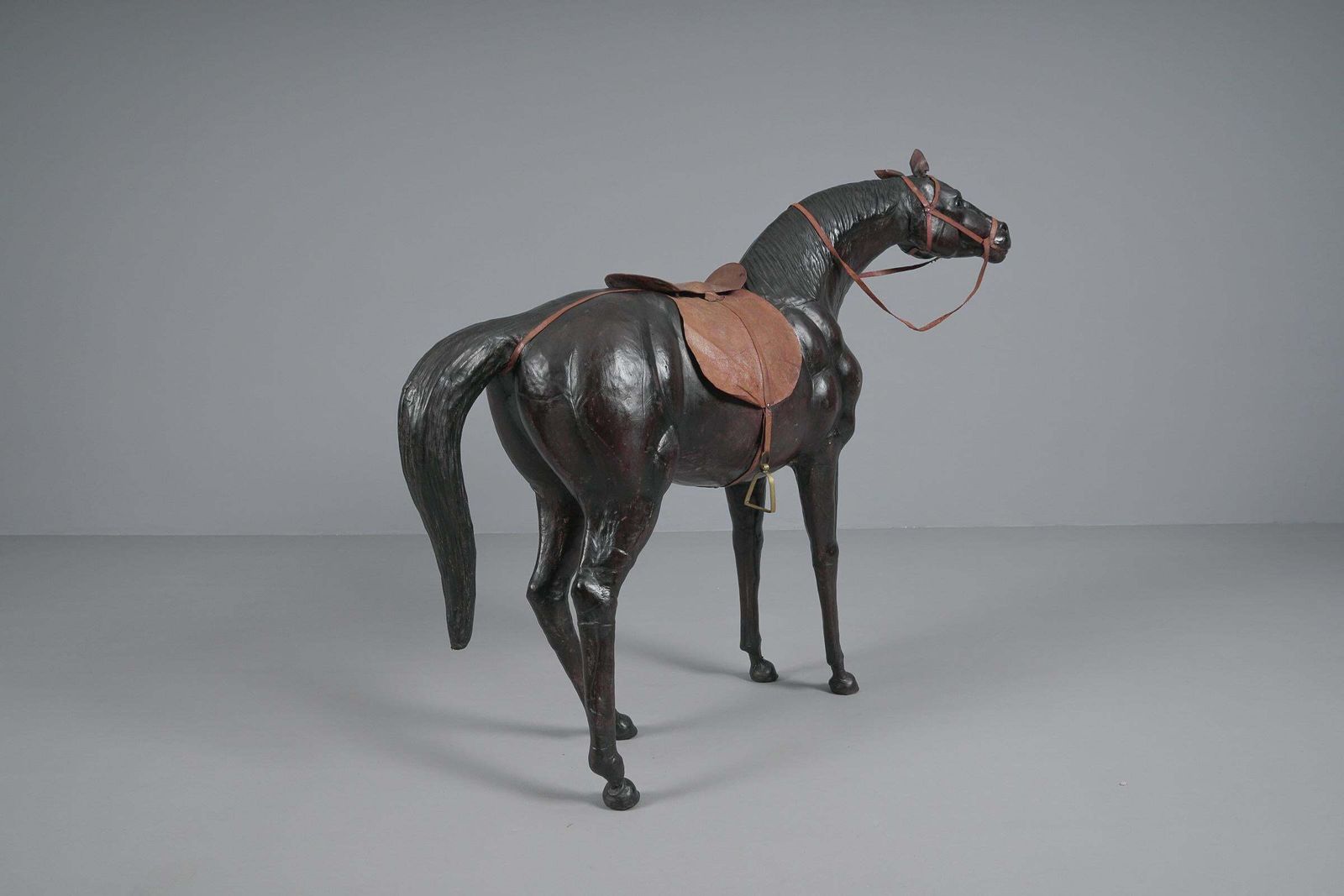 Extremely Rare, Huge Lifelike Horse Made Of Leather, 1960s photo vintage
