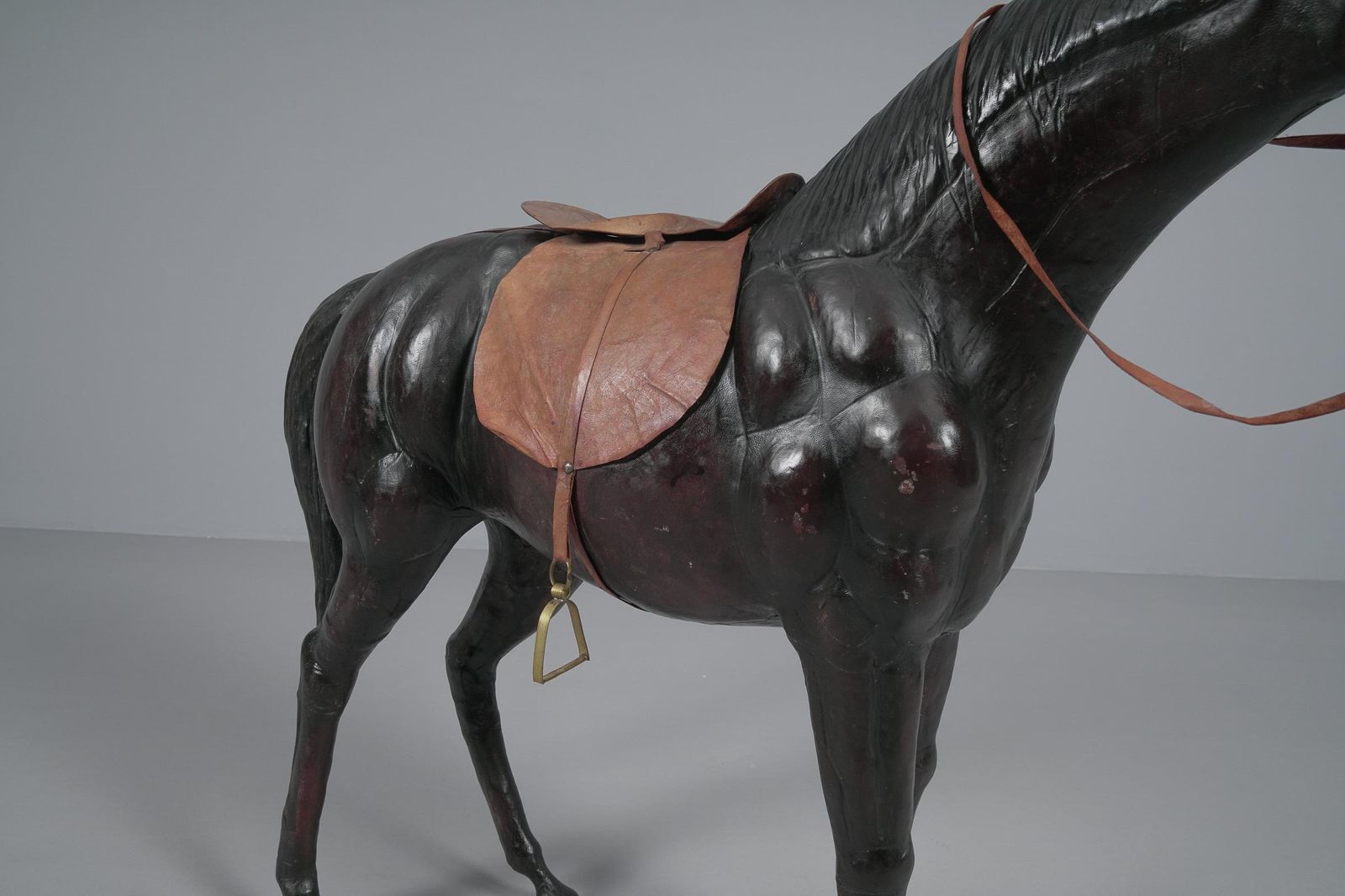 photo for sale Extremely Rare, Huge Lifelike Horse Made Of Leather, 1960s