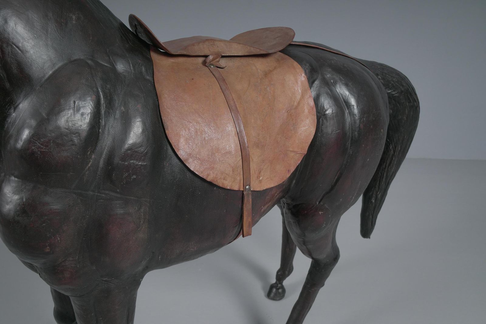 Art Extremely Rare, Huge Lifelike Horse Made Of Leather, 1960s photo
