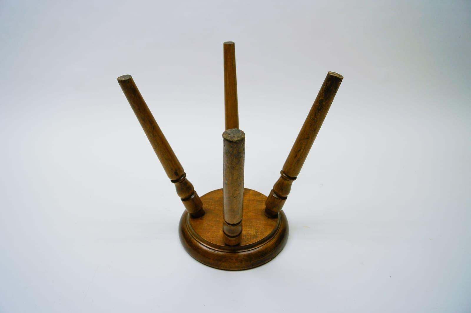 Mid Century Modern French Primitive 4 Legs Wooden Stool, 1950s photo buy