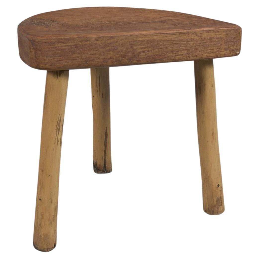 Mid Century Modern Massive Oak Stool, 1960s, France