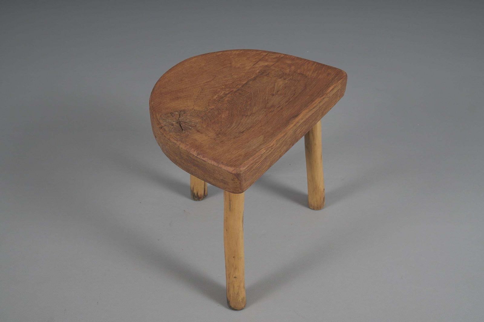 photo furniture Mid Century Modern Massive Oak Stool, 1960s, France