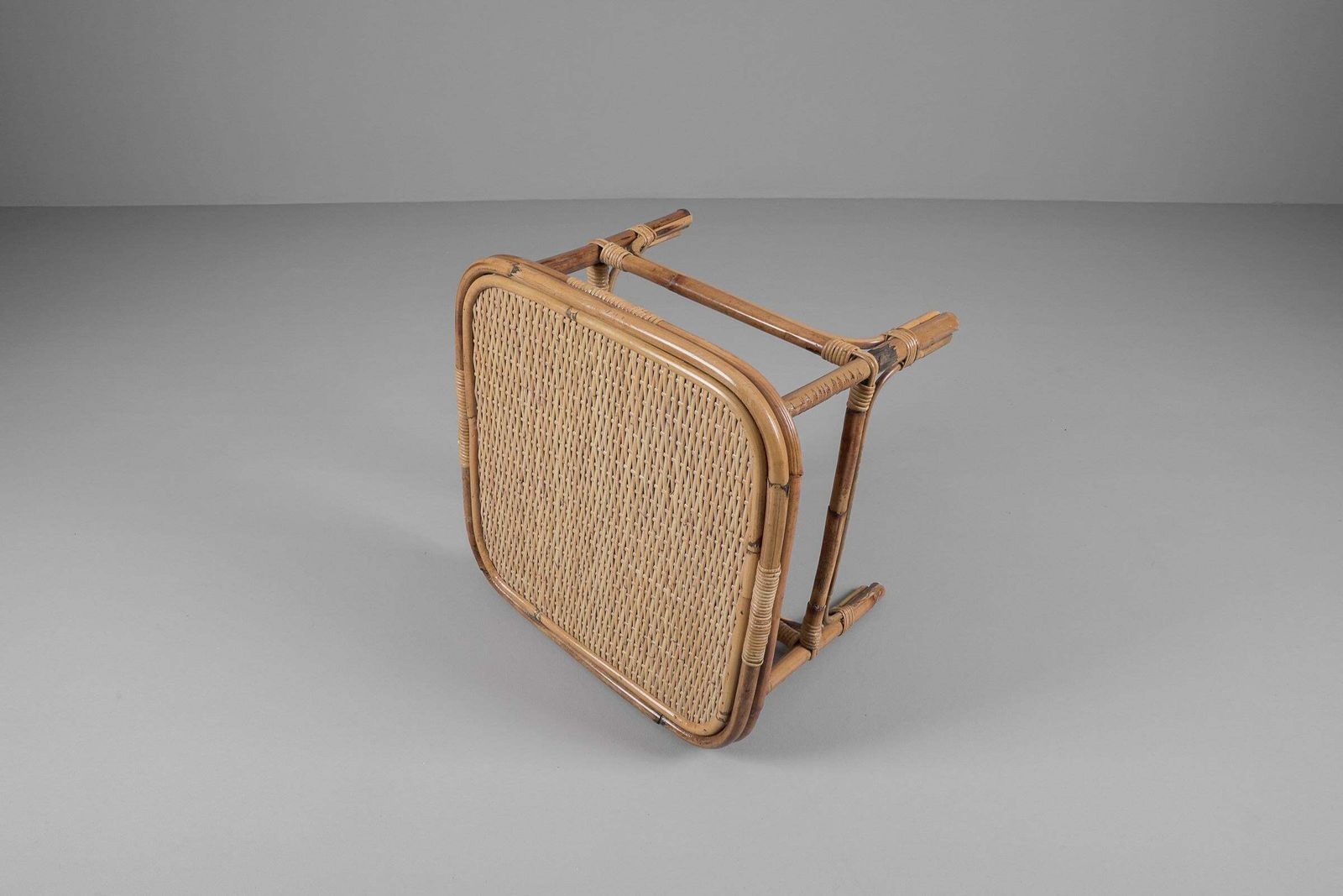 photo for sale Bamboo, Rattan & Wicker Squared Coffee Table, 1960s, Italy
