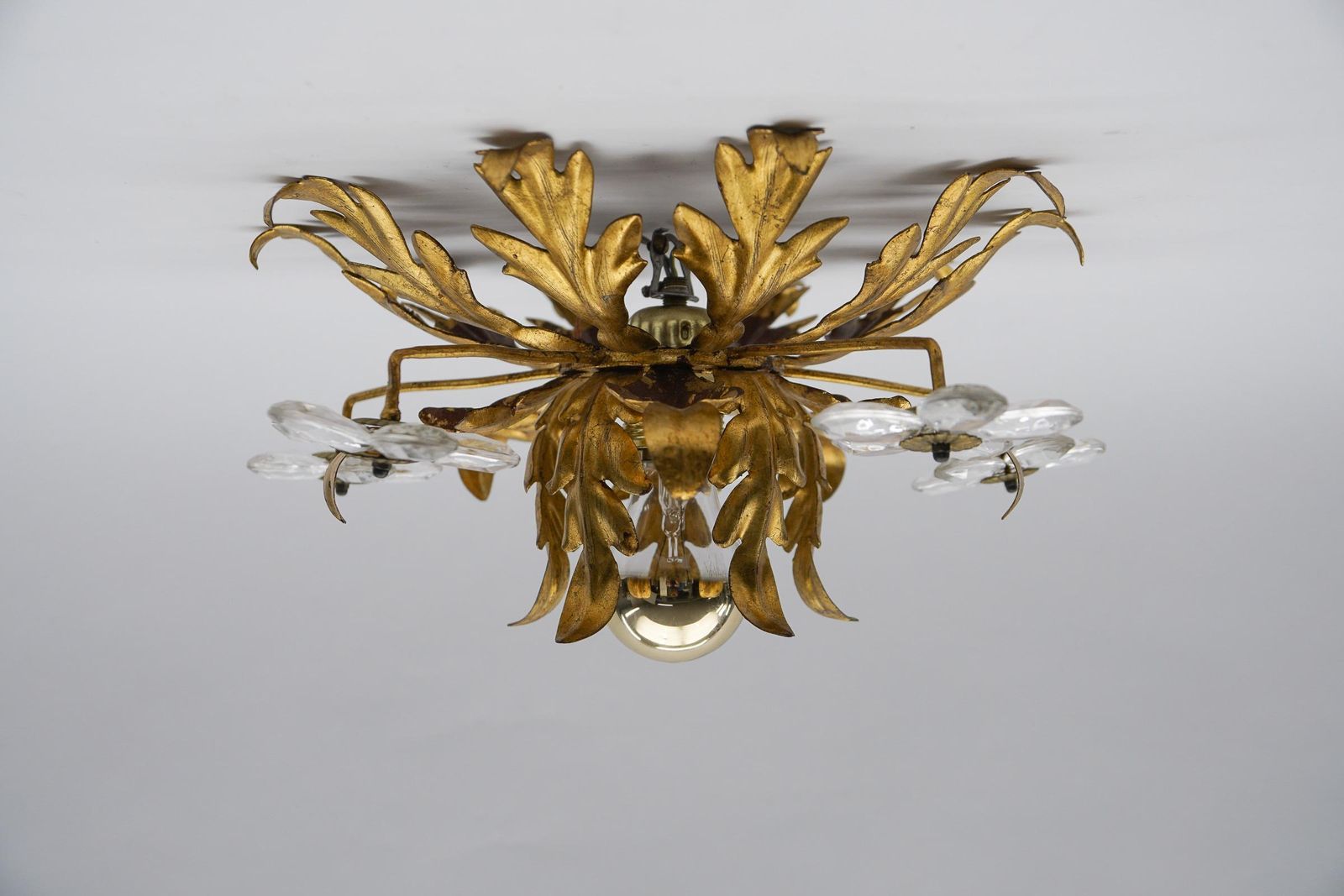 Crystal Glass And Metal Florentine Ceiling Lamp By Banci Firenze, 1960s photo furniture