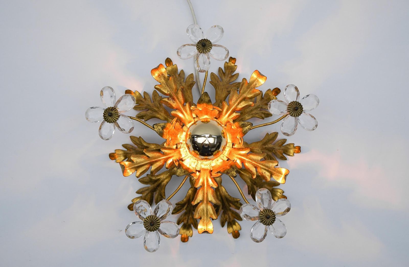 photo furniture Crystal Glass And Metal Florentine Ceiling Lamp By Banci Firenze, 1960s