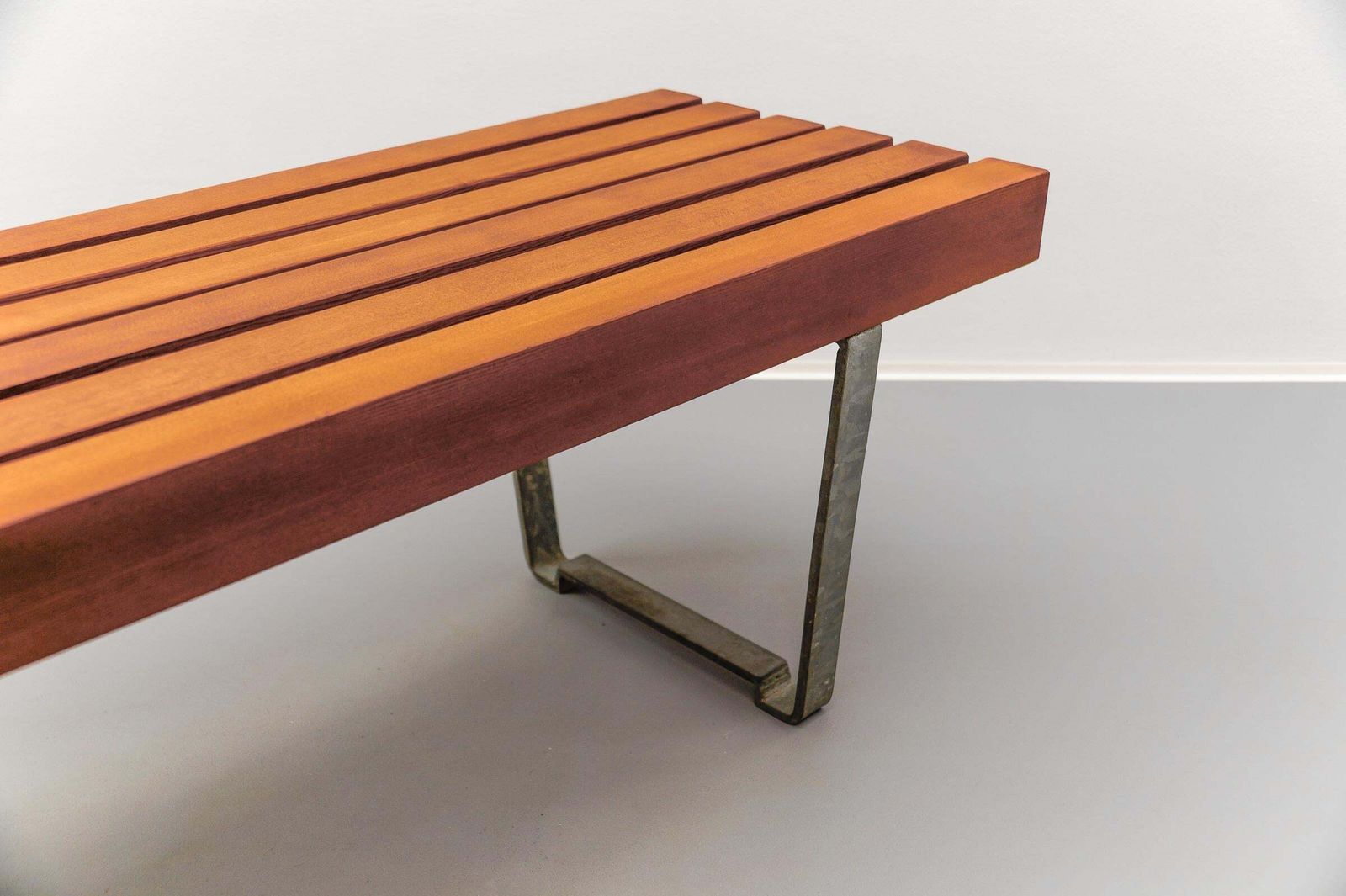 2208.0 Large And Massive Wood Slatted Bench From The 1960s, Scandinavian photo