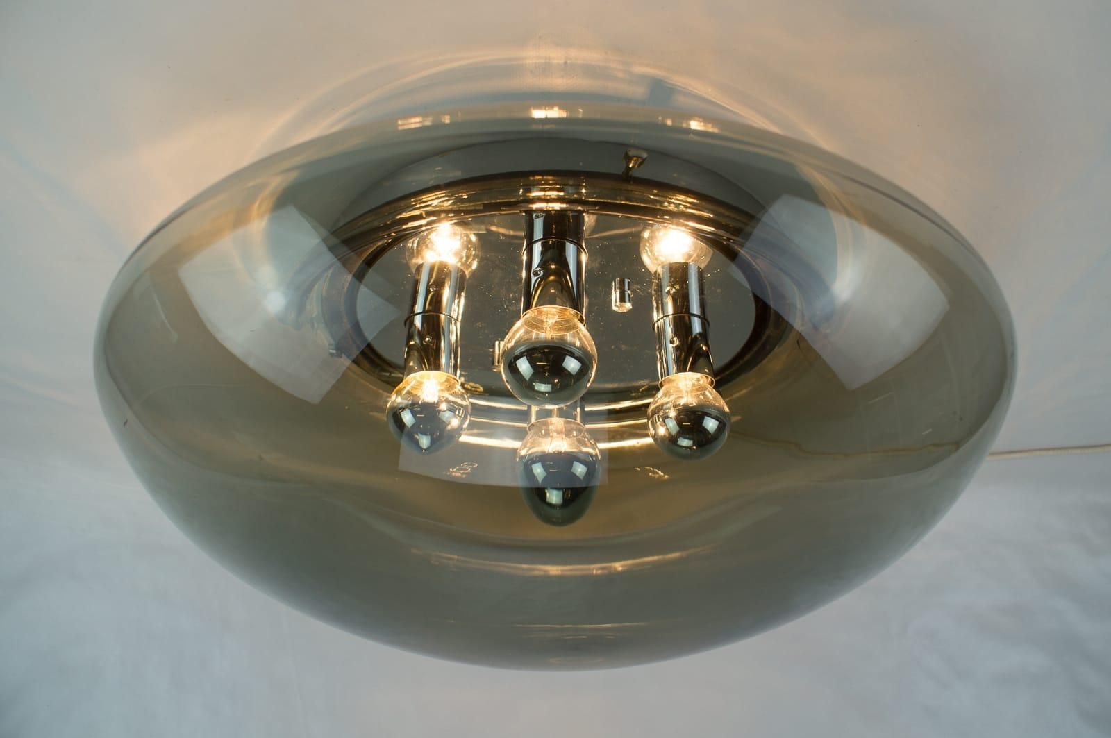 Huge Vintage Smoked Glass And Chrome Wall Light From Hilldebrand, Germany, 1960s photo 1401.0