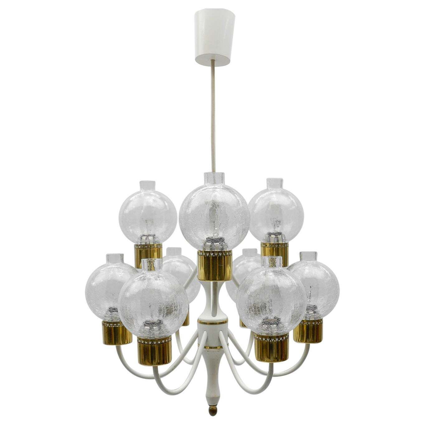 Nine Armed Tulipan Pendant Lamp Or Chandelier By Kaiser Mid Century Modern 1960