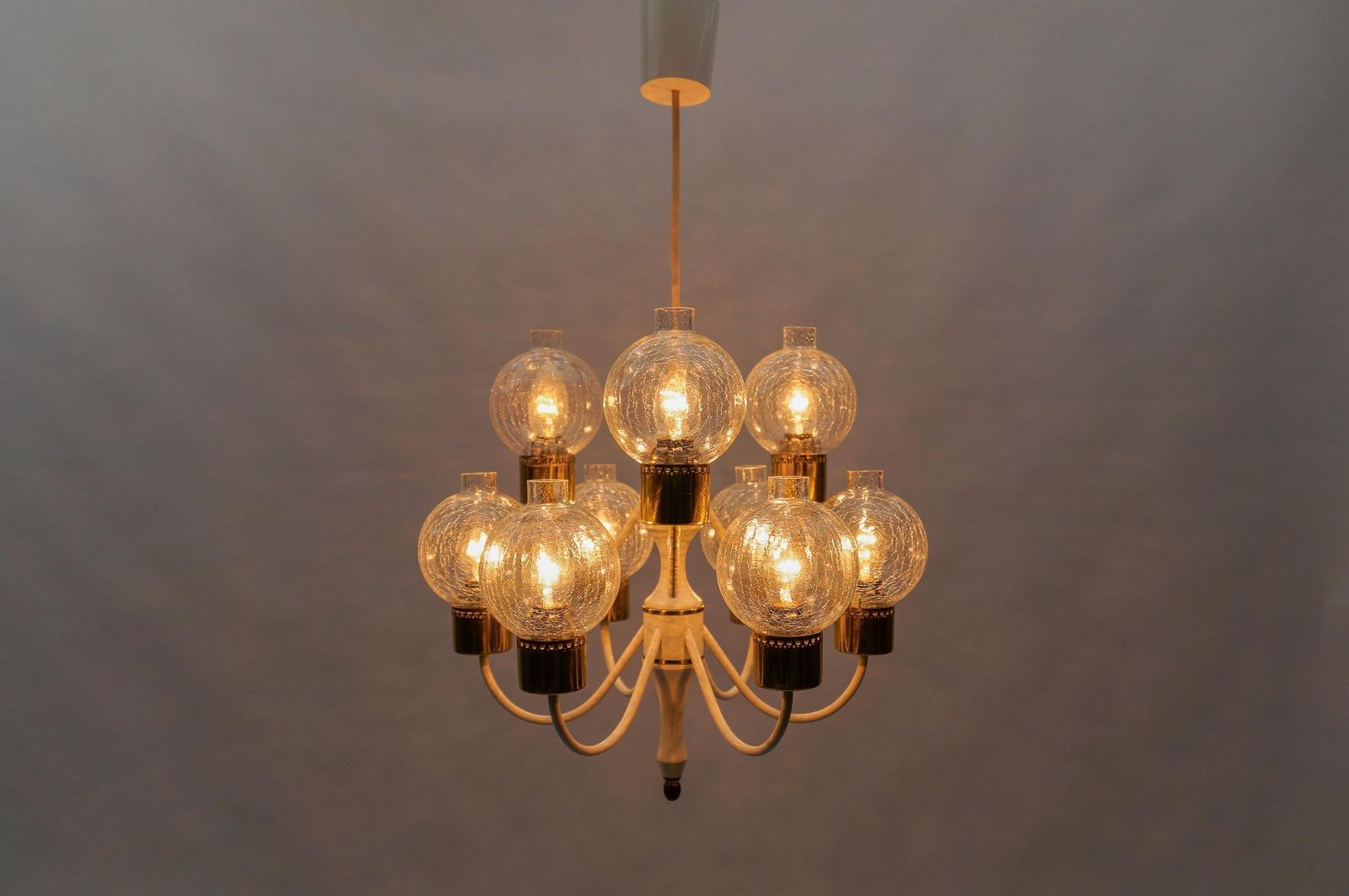 Nine Armed Tulipan Pendant Lamp Or Chandelier By Kaiser Mid Century Modern 1960 photo Lighting