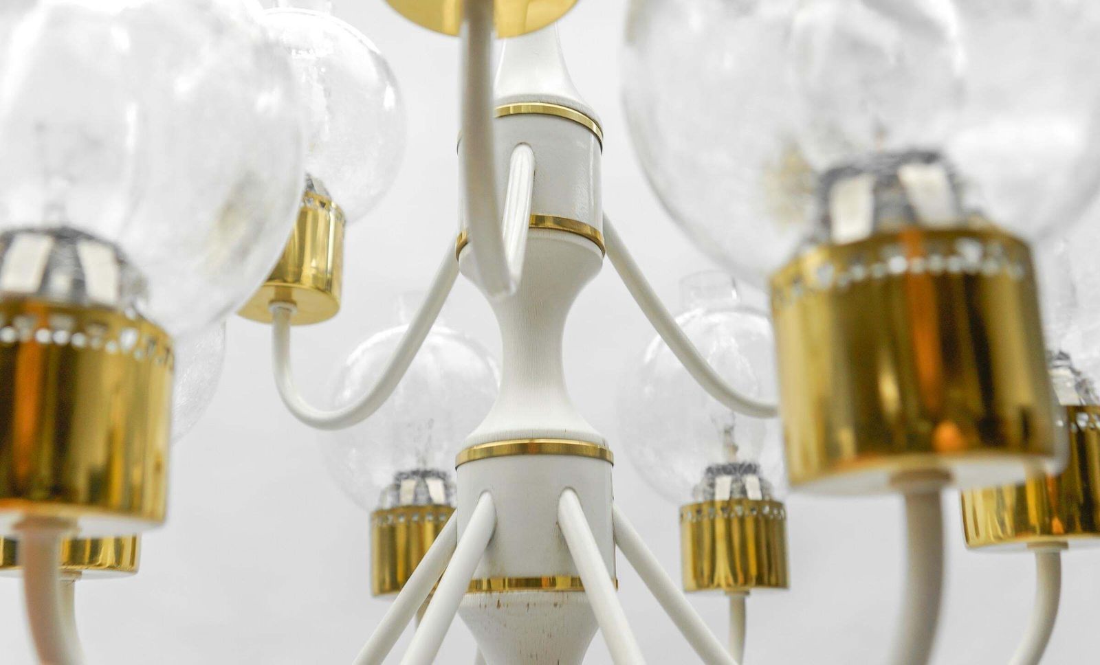 Nine Armed Tulipan Pendant Lamp Or Chandelier By Kaiser Mid Century Modern 1960 photo vintage