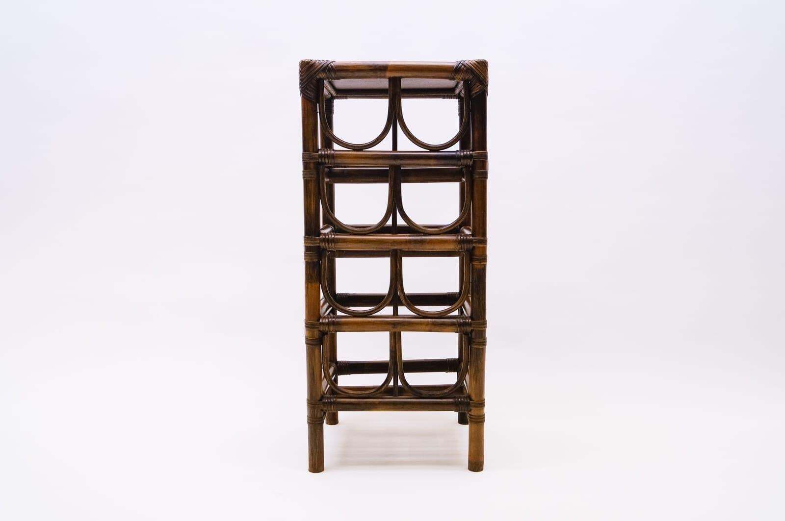 Elegant French Bamboo And Rattan Wine Rack For Eight Bottles With Shelf photo furniture