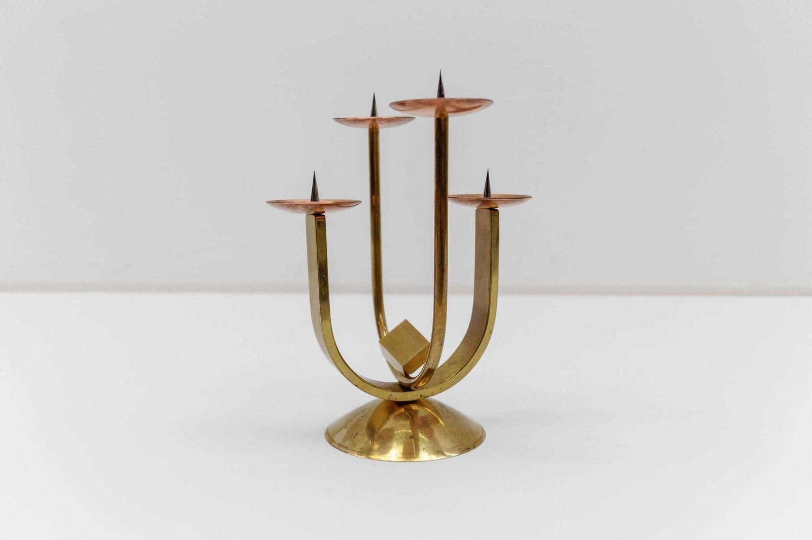 Artist Brutalist Candleholder Made In Brass And Copper, 1960s Austria photo furniture