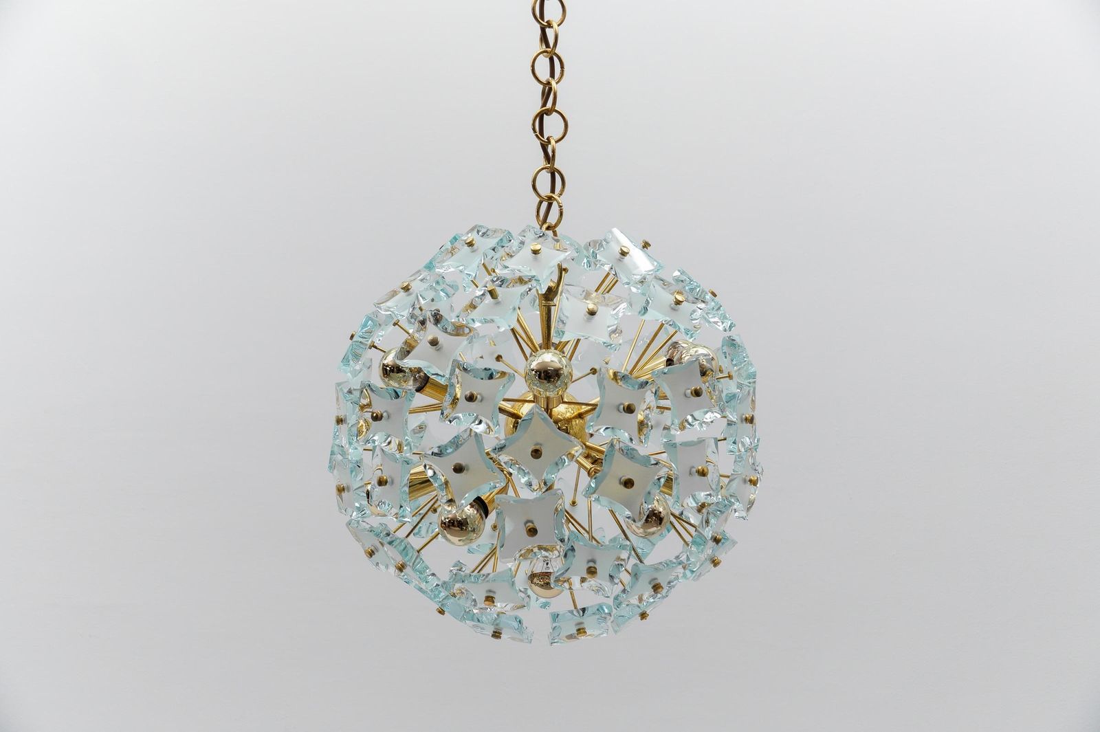 Fontana Arte Snowflake Lamp In Gold And Glass, 1960s Italy photo 2336.0