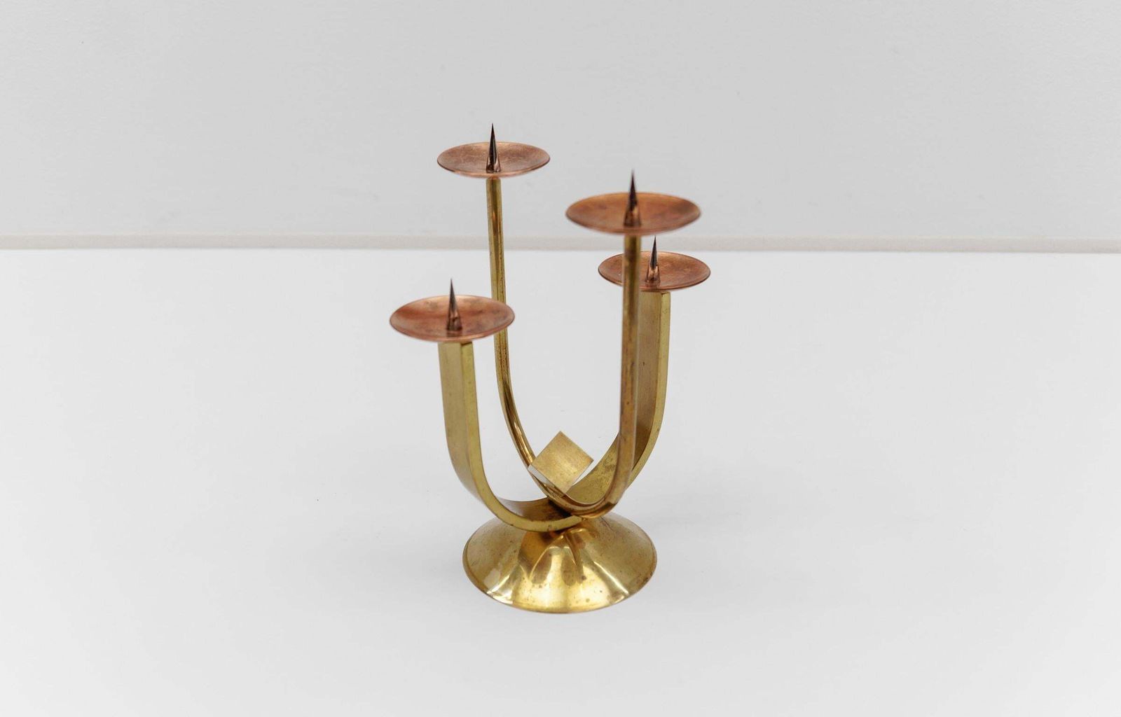 Artist Brutalist Candleholder Made In Brass And Copper, 1960s Austria photo buy