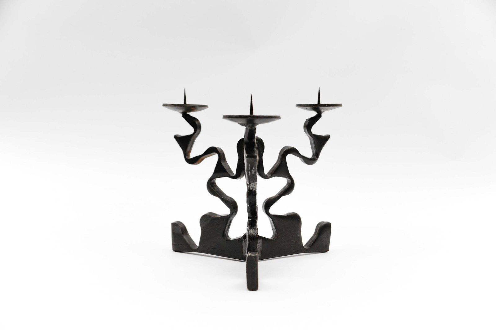 Hand Forged Iron Design Sculpture Candle Holder, 1960s photo for sale