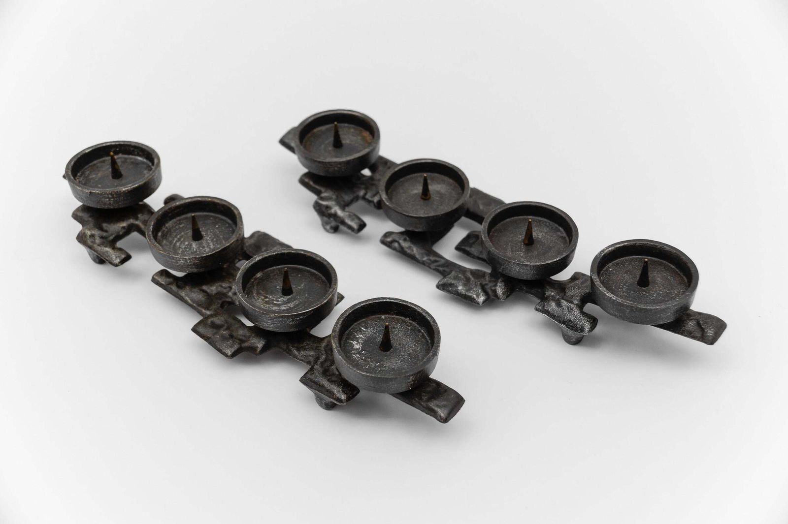 photo for sale Pair Of Wrought Iron Artist Brutalist Candleholder, 1960s Austria
