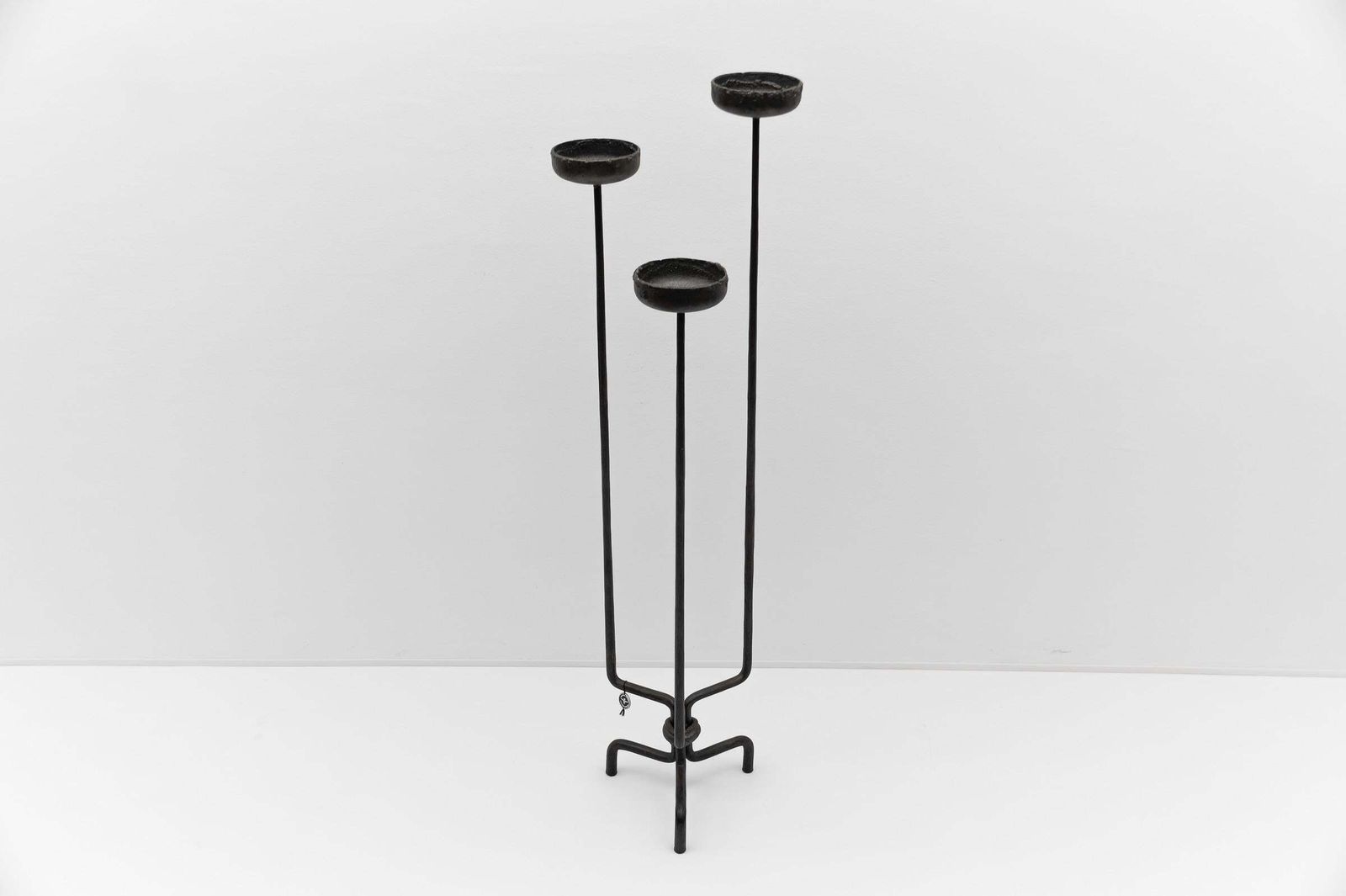 Large Floor Wrought Candle Holder By Manfred Bredohl Vulkanschmiede, 1970s photo for sale