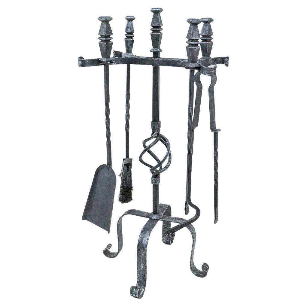 Vintage Fireplace Tool Set In Cast Iron, 1970s France