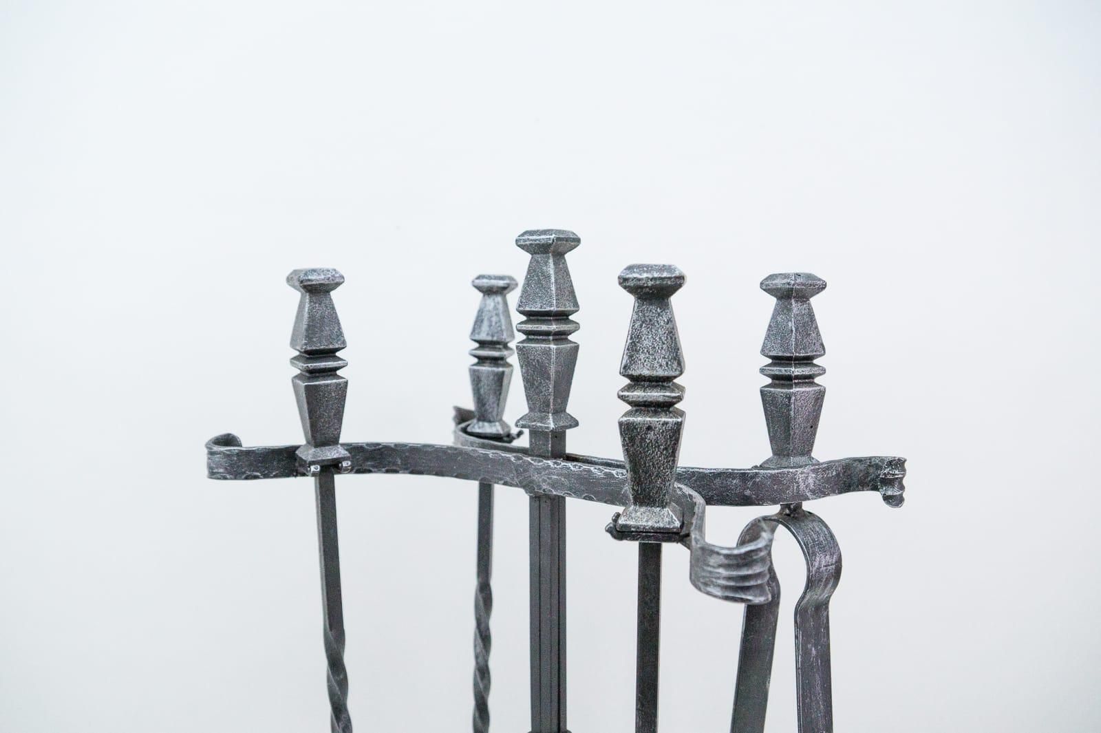 Vintage Fireplace Tool Set In Cast Iron, 1970s France photo Home Fixtures