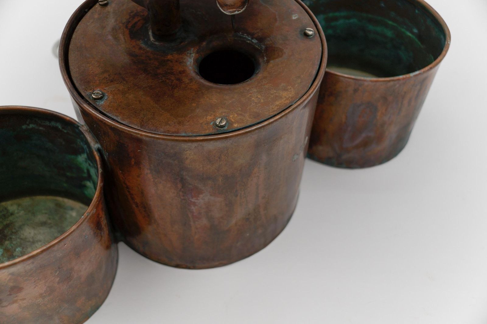 photo buy Awesome Electrical Handmade Copper Indoor Fountain With Two Flower, 1960s Italy