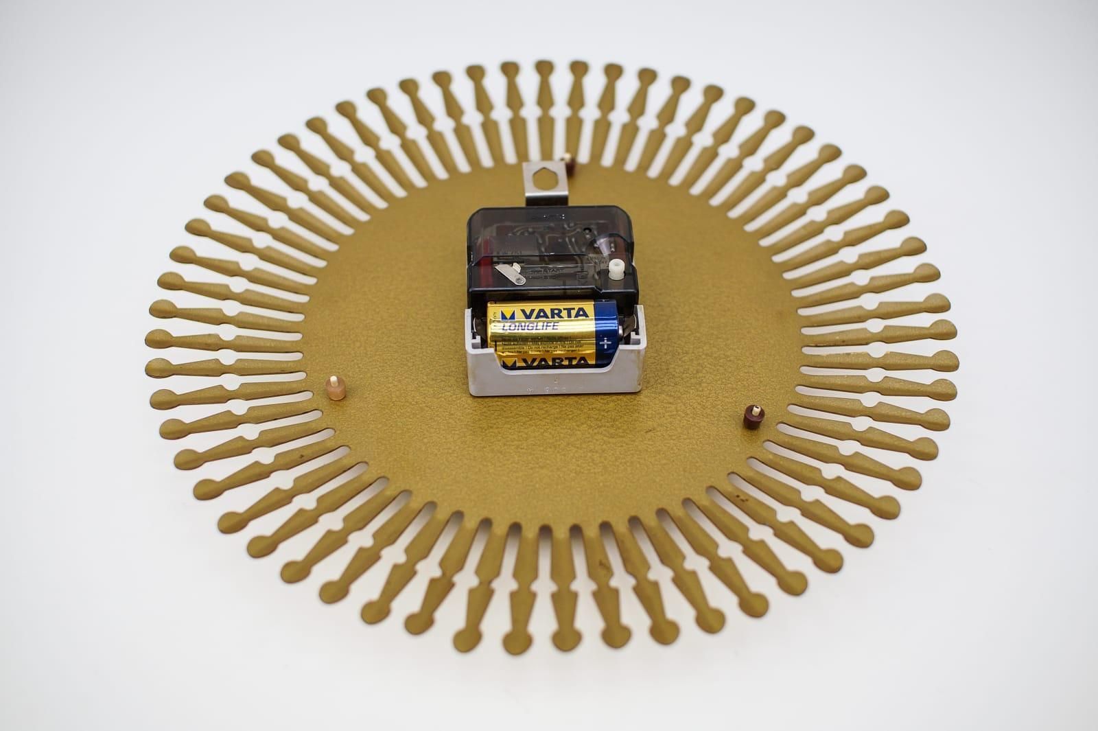 photo furniture Mid Century Modern Sunburst Wall Clock By Meister Anker In Brass, 1960s Germany