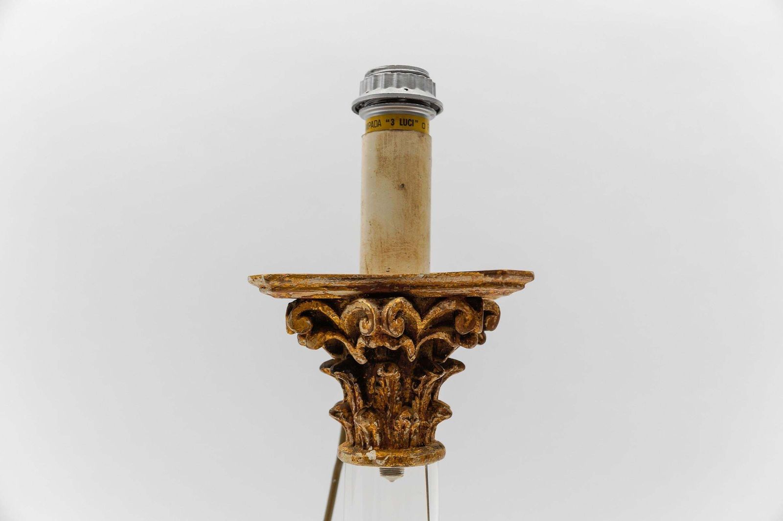 Italian Mid Century Modern Acrylic & Wood Table Lamp Base, 1960s Italy photo vinterior