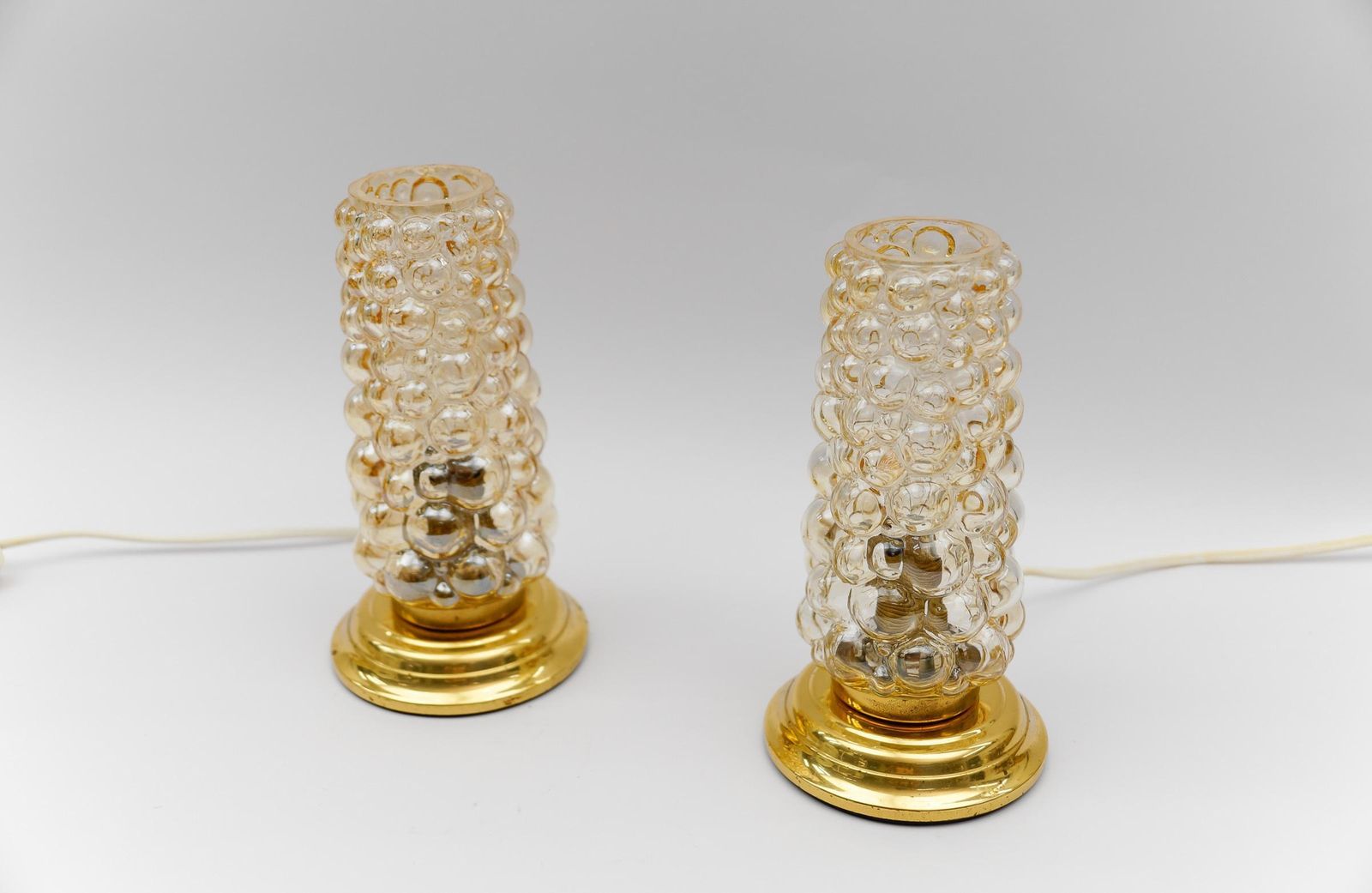 Pair Of Bubble Glass Table Lamps By Helena Tynell, 1960s photo vinterior