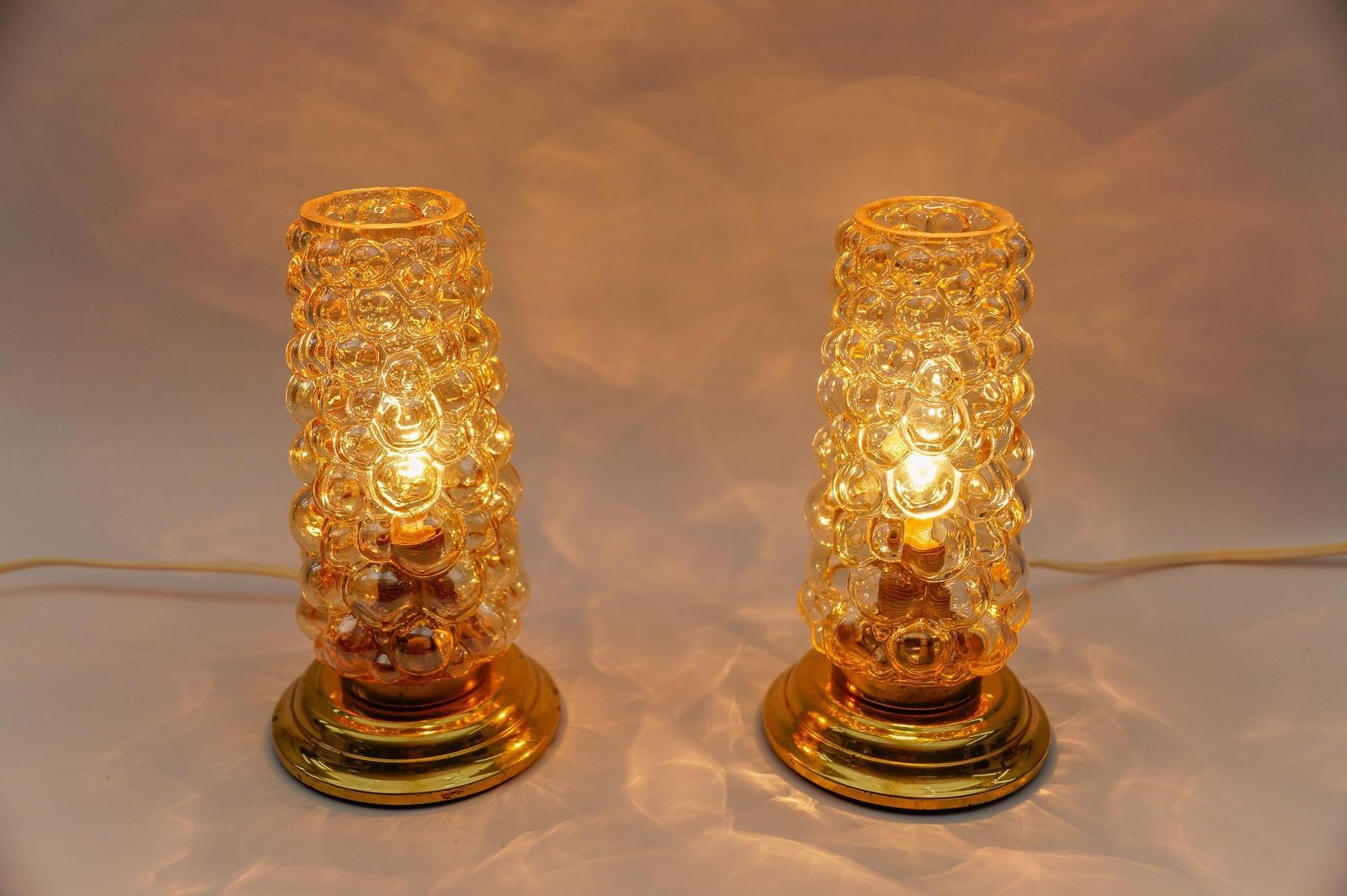 Pair Of Bubble Glass Table Lamps By Helena Tynell, 1960s photo buy