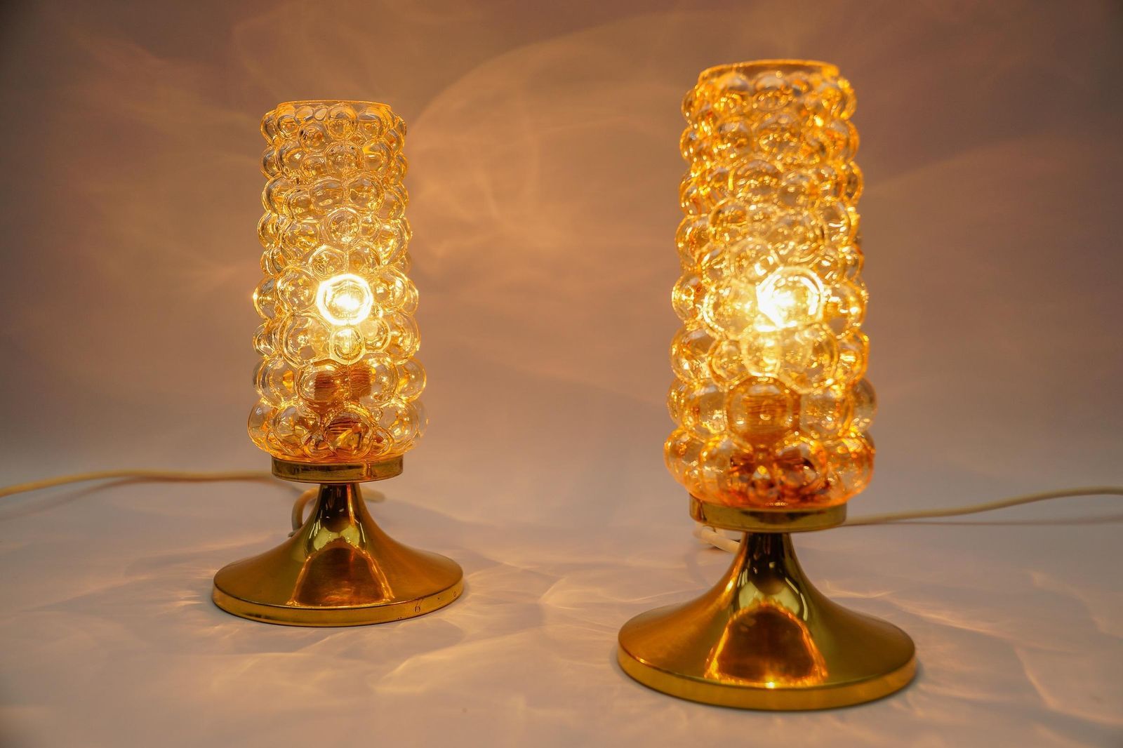 Pair Of Bubble Glass Table Lamps By Helena Tynell, 1960s photo Lighting