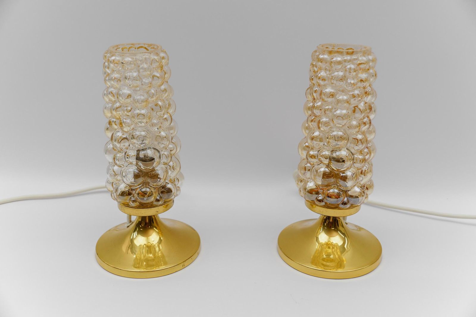 Pair Of Bubble Glass Table Lamps By Helena Tynell, 1960s photo buy