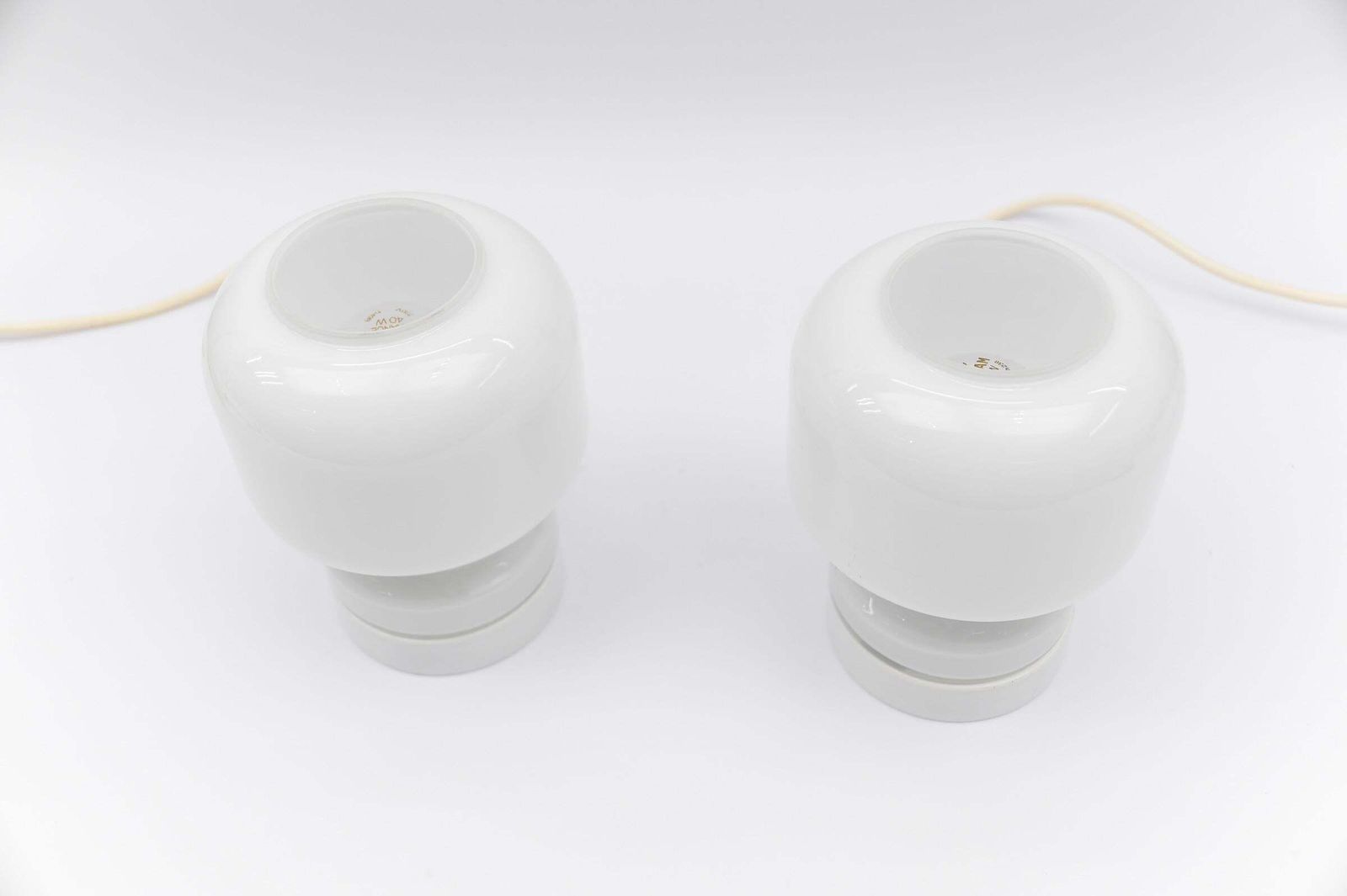 Lighting Lovely Pair Of Mid Century Modern Opal Glass Table Lamps, 1960s photo