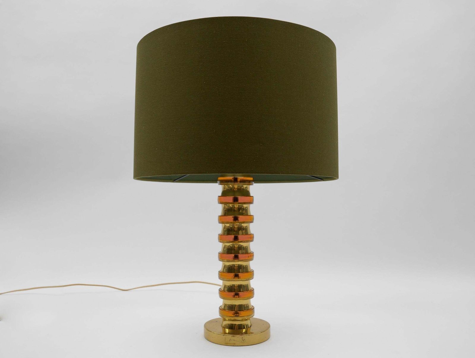 Mid Century Modern Gold Orange Swirls Table Lamp Base, 1960s Germany photo furniture