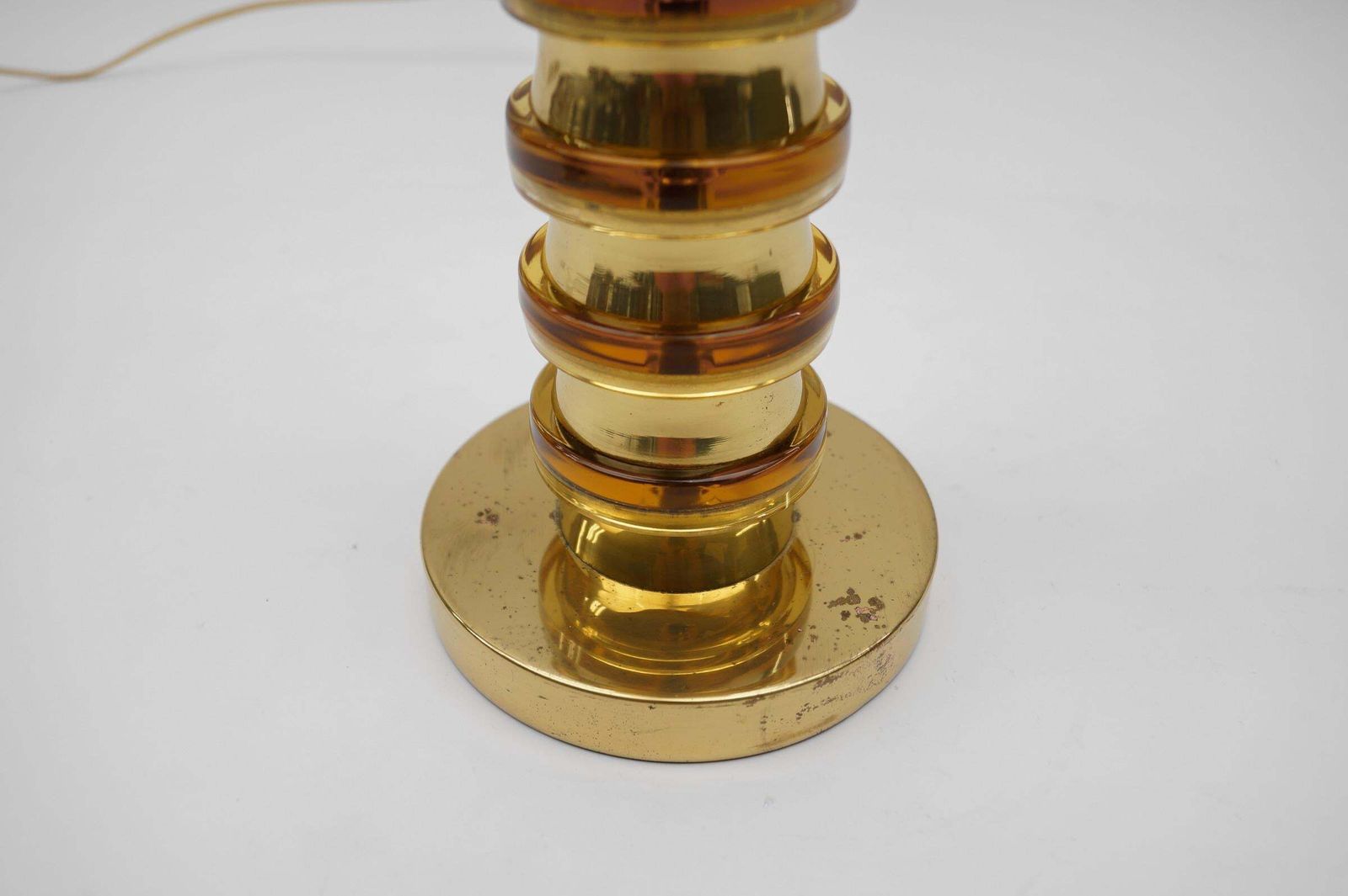 Mid Century Modern Gold Orange Swirls Table Lamp Base, 1960s Germany photo vintage