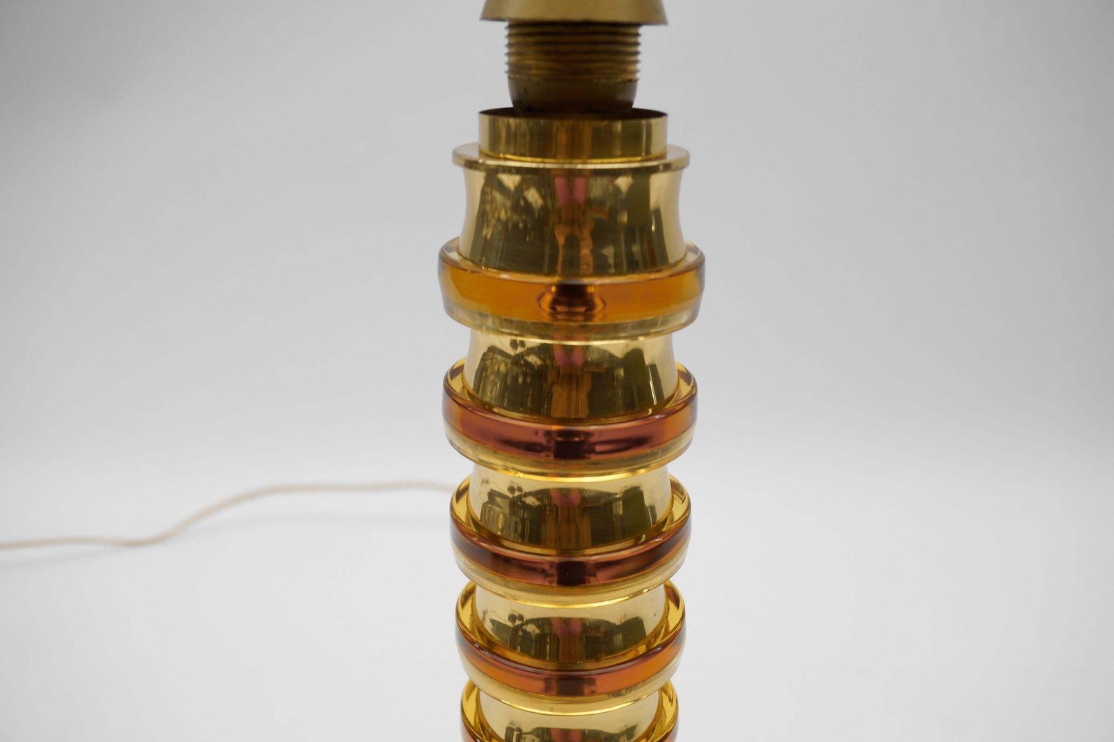 photo furniture Mid Century Modern Gold Orange Swirls Table Lamp Base, 1960s Germany