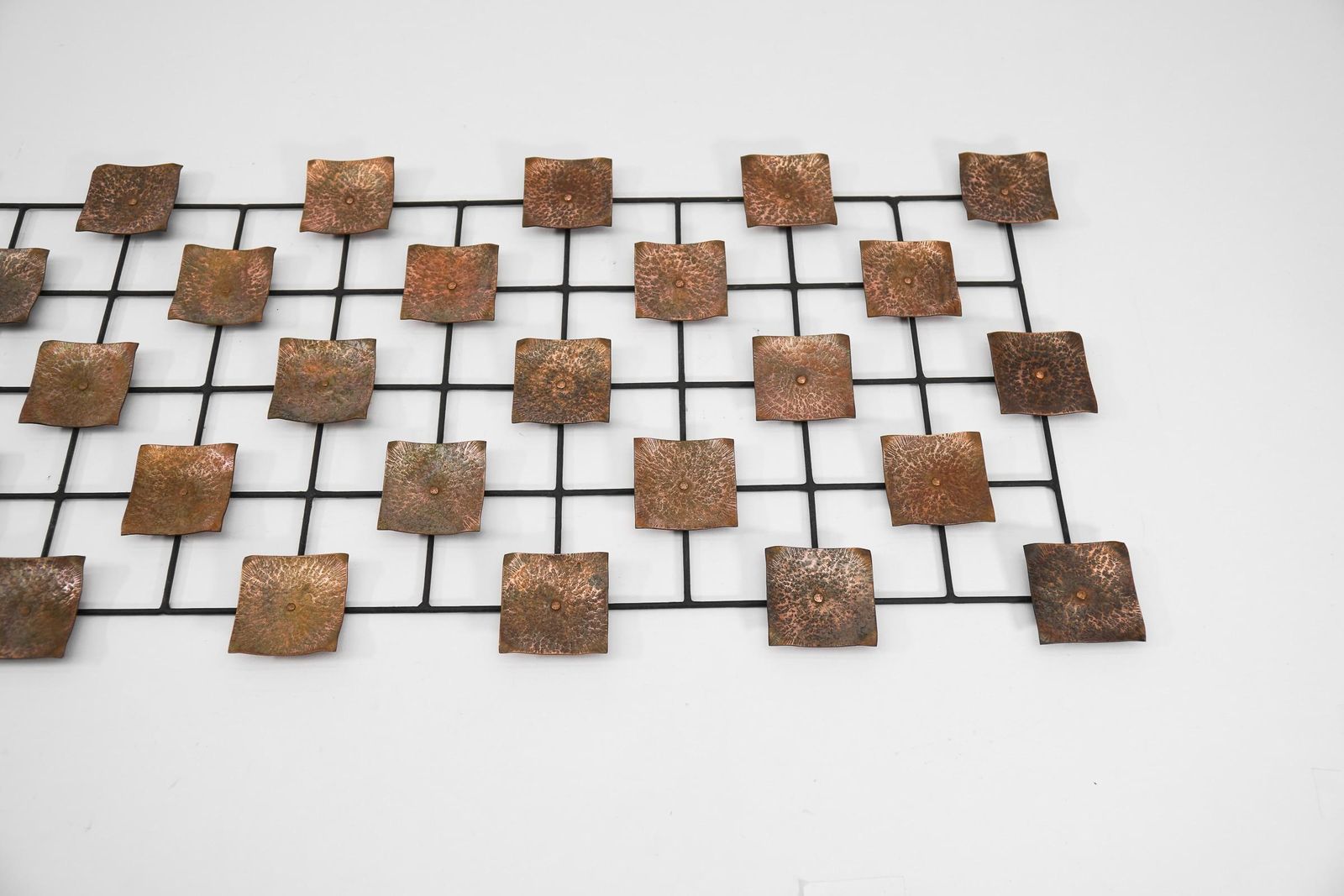Hang Finished Artist Mural Made Of Copper Elements On A Metal Lattice Frame photo for sale