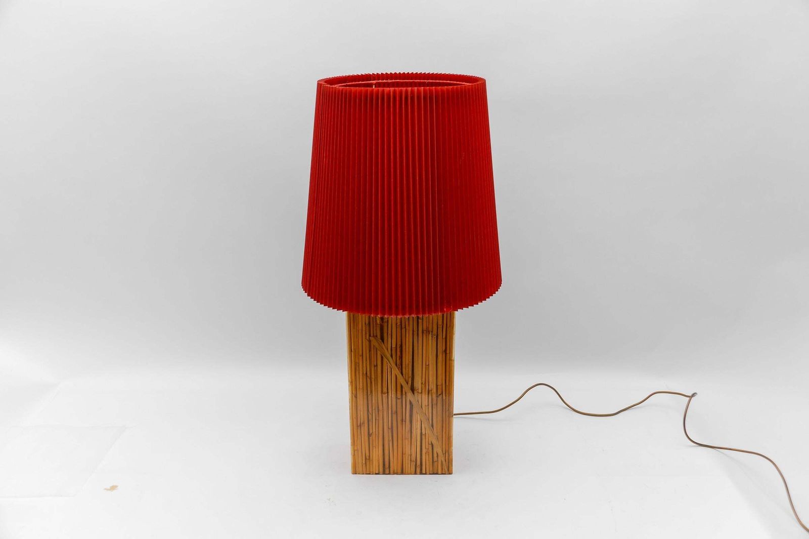 Large Riccardo Marzi Bamboo Resin Table Lamp, 1970s Italy photo for sale